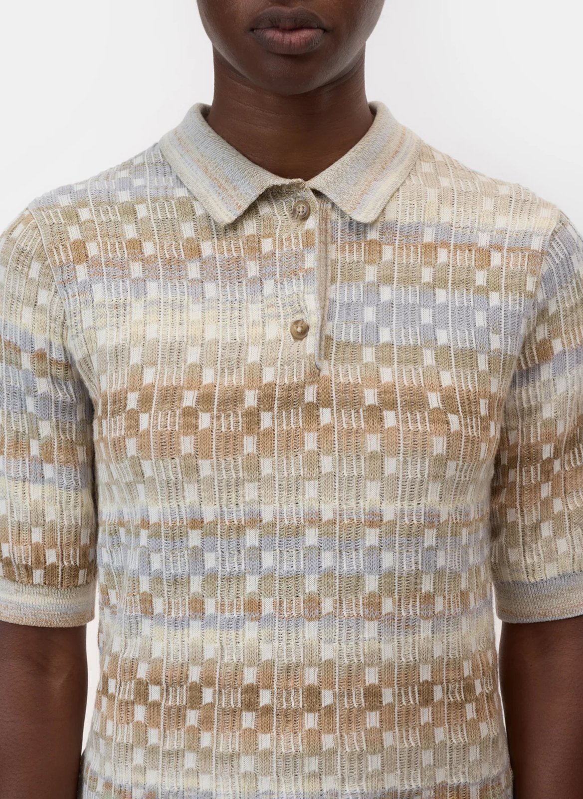 Short-sleeved cotton-blend polo shirt CLOSED Beige