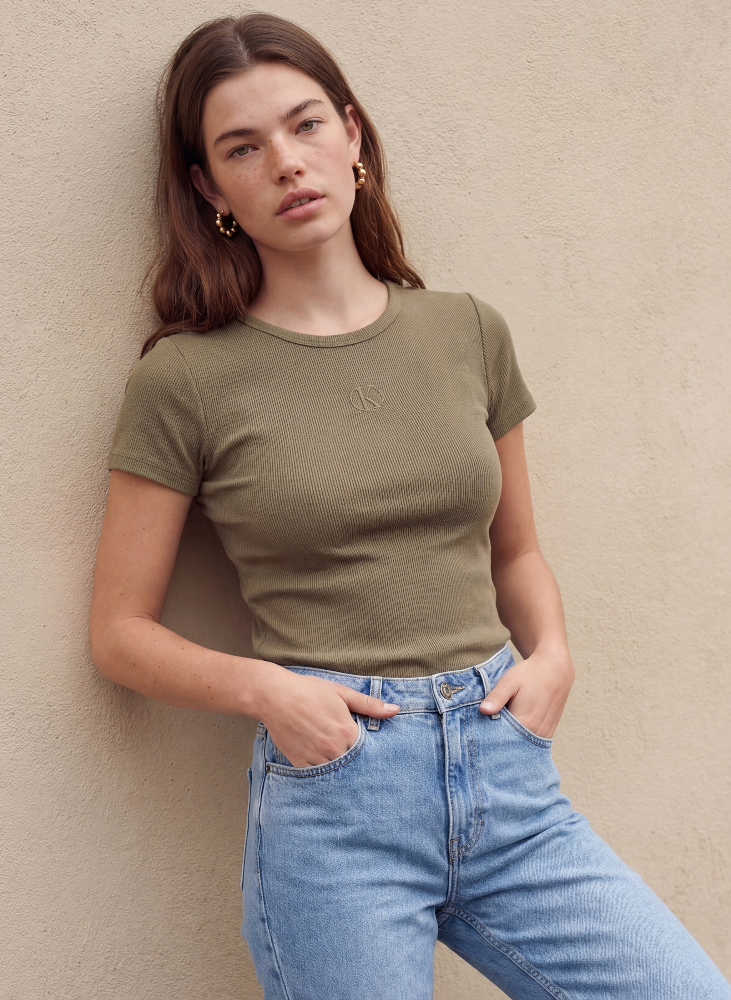 Tee-shirt moulant côtelé KOOKAI Vert