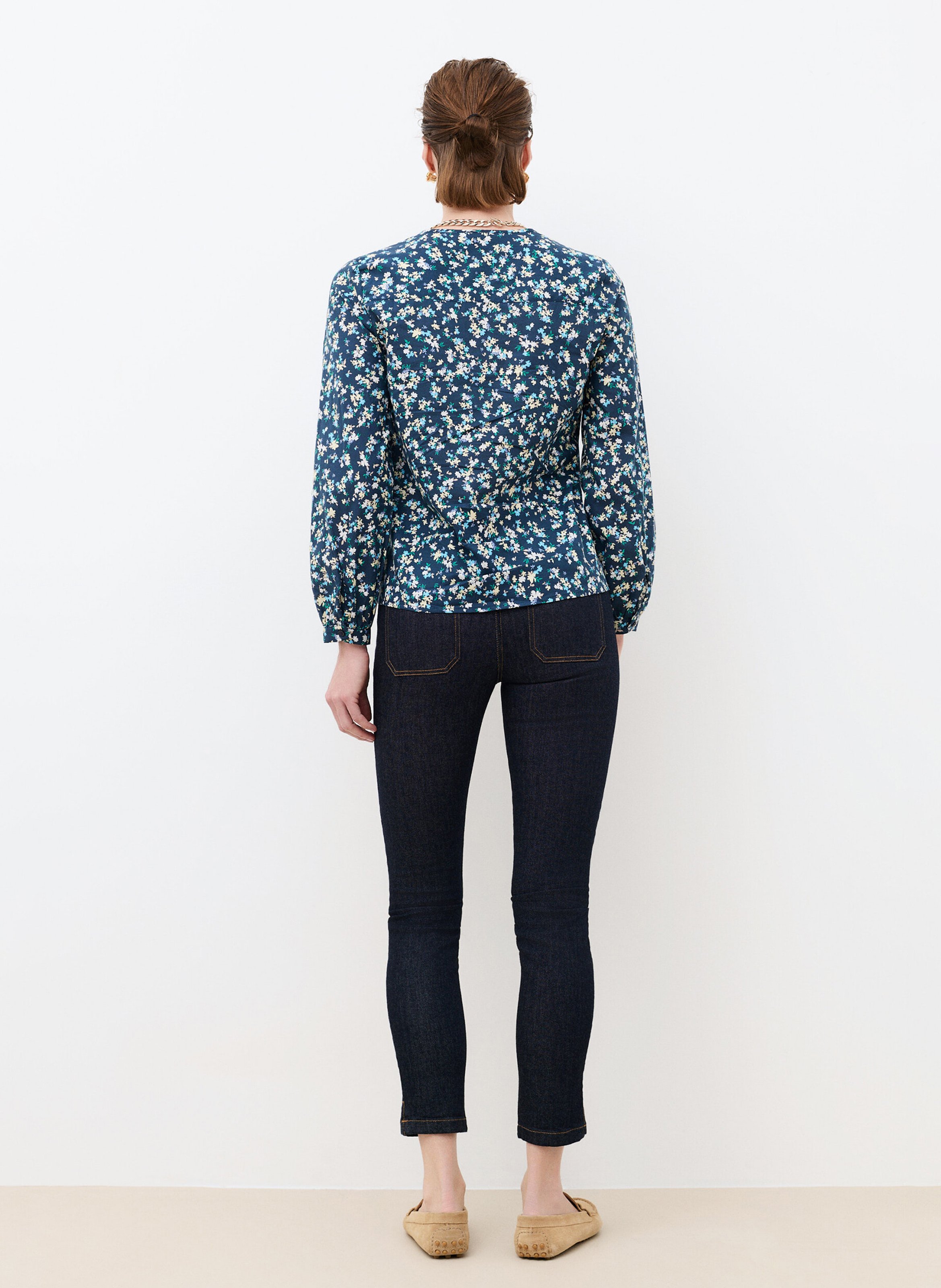 Chemise col rond en coton bio CAROLL Noir