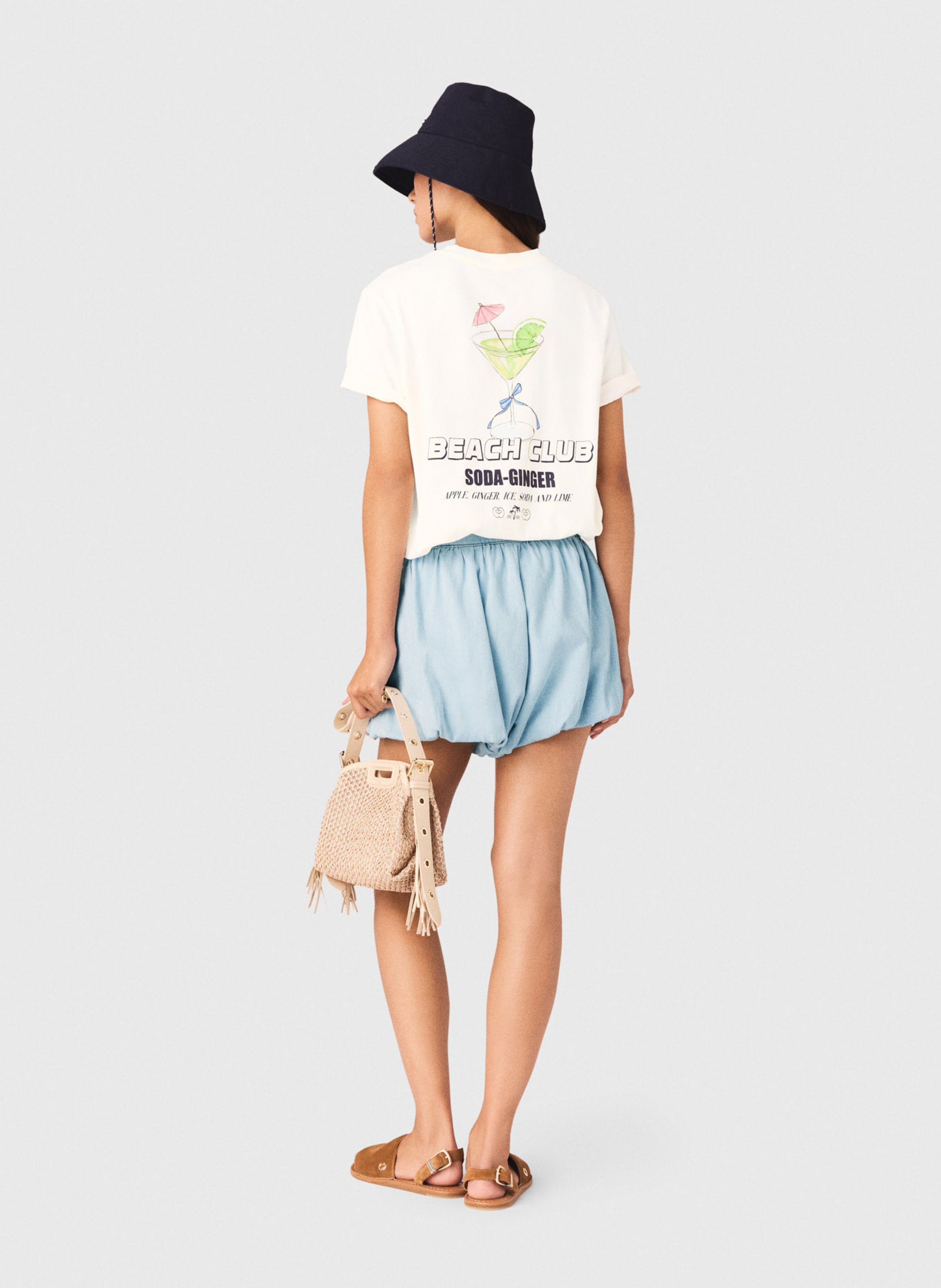 Tee-shirt droit à logo brodé en coton MAJE Blanc