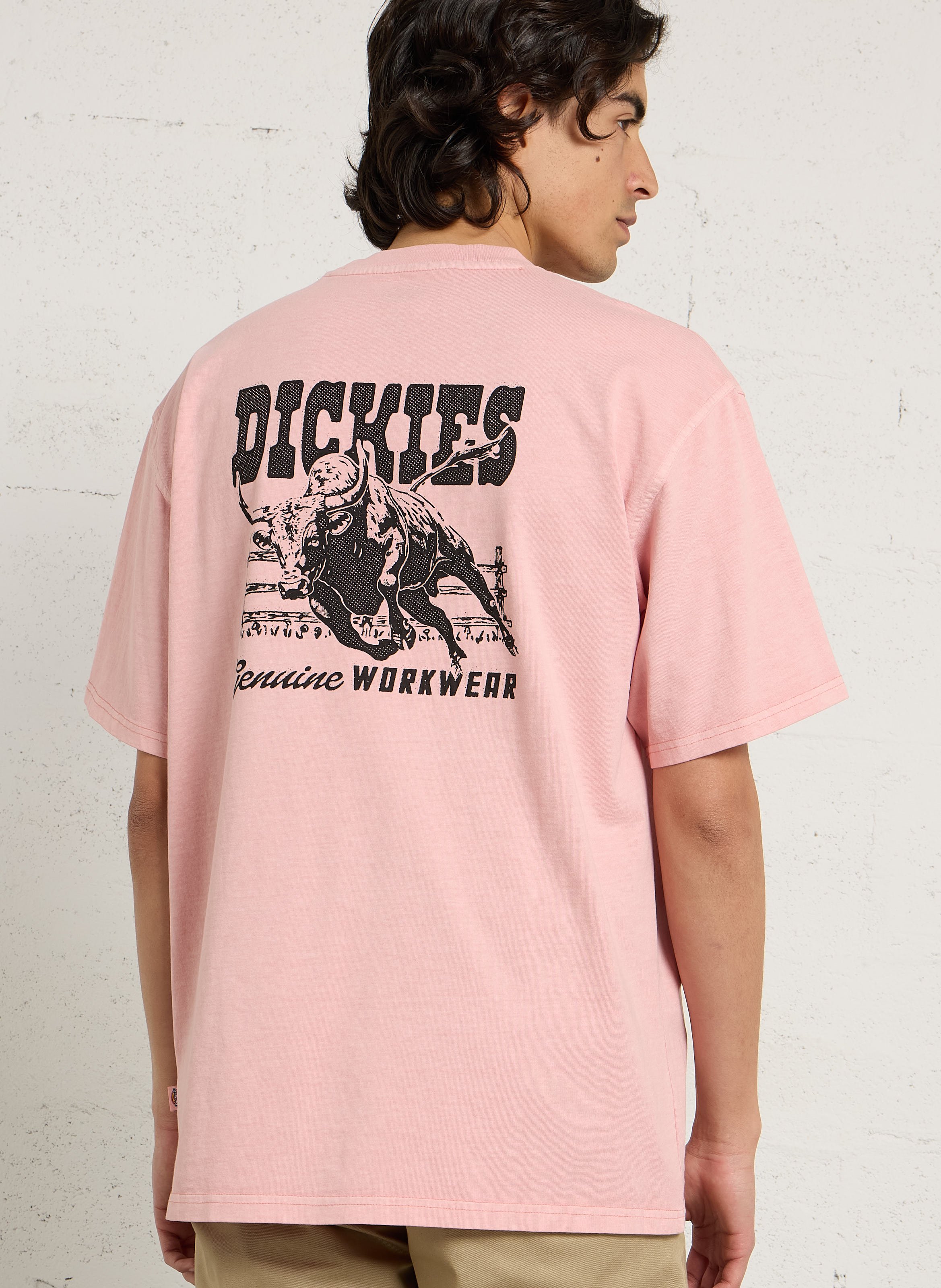 Gerade geschnittenes Rundhals-T-Shirt mit Print DICKIES Rosa