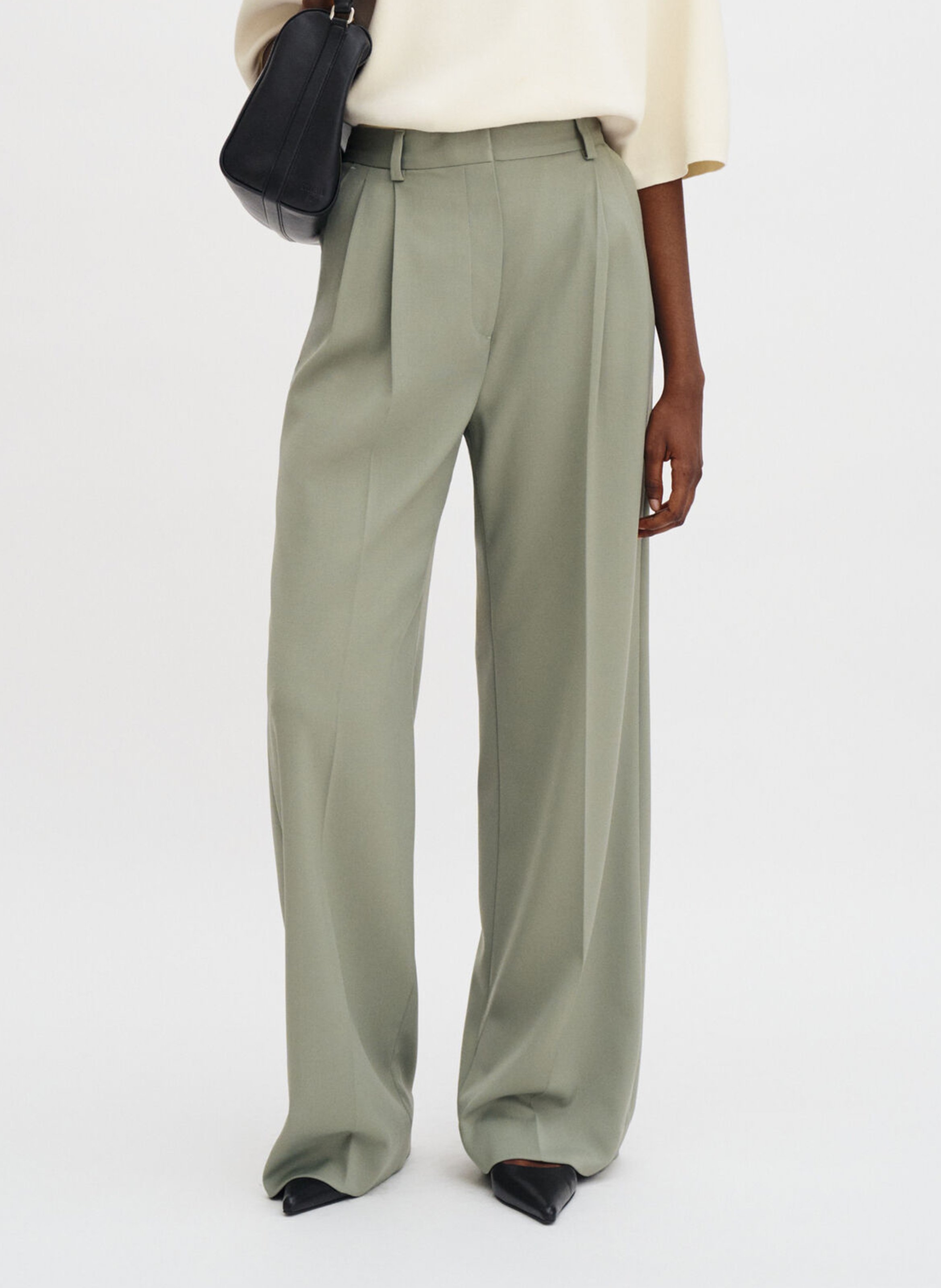 Tailored pleated trousers in plain color FILIPPA K Green