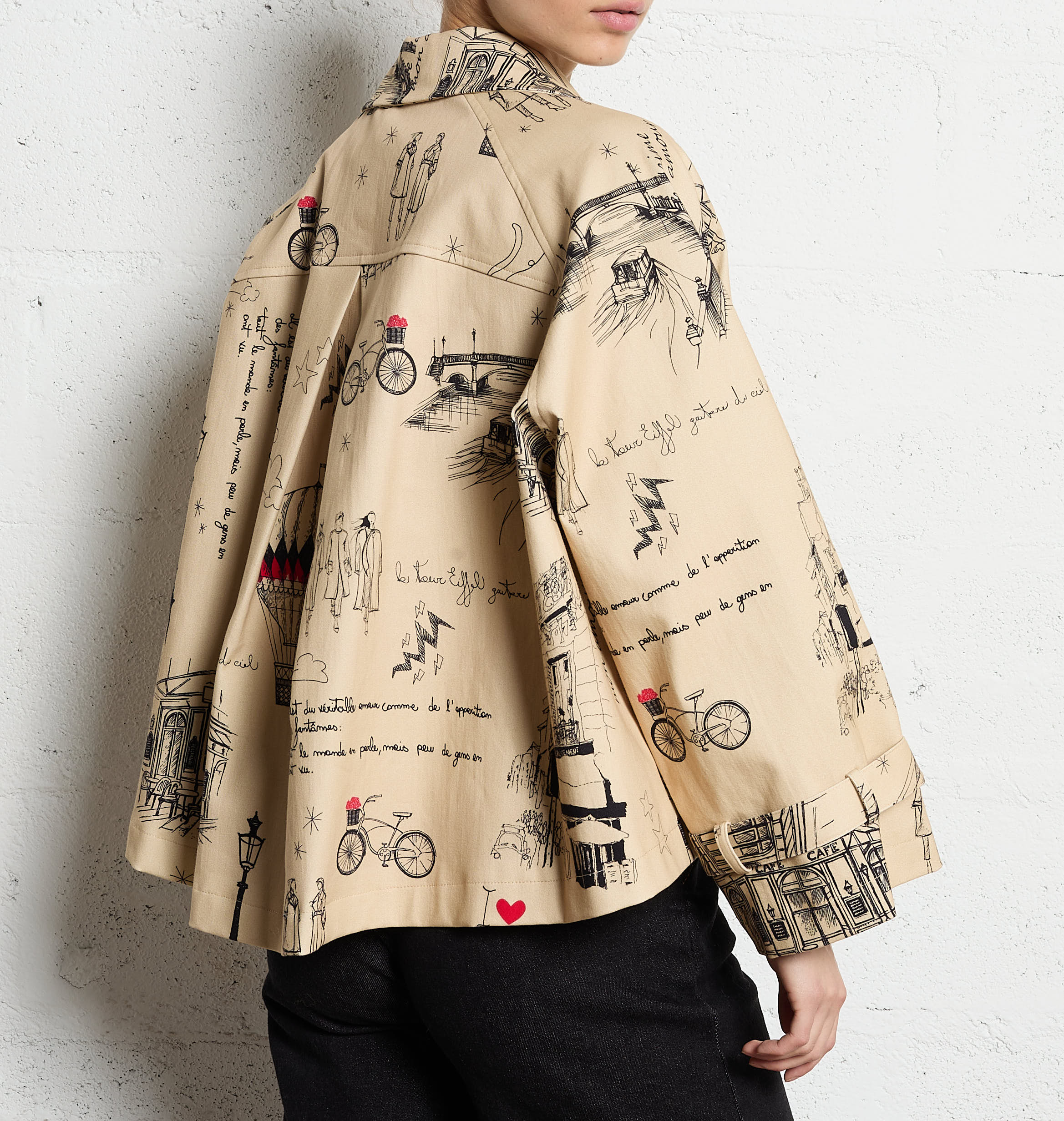 Klassischer Caban-Mantel mit bedrucktem Kragen aus Baumwolle IMPERIAL Beige