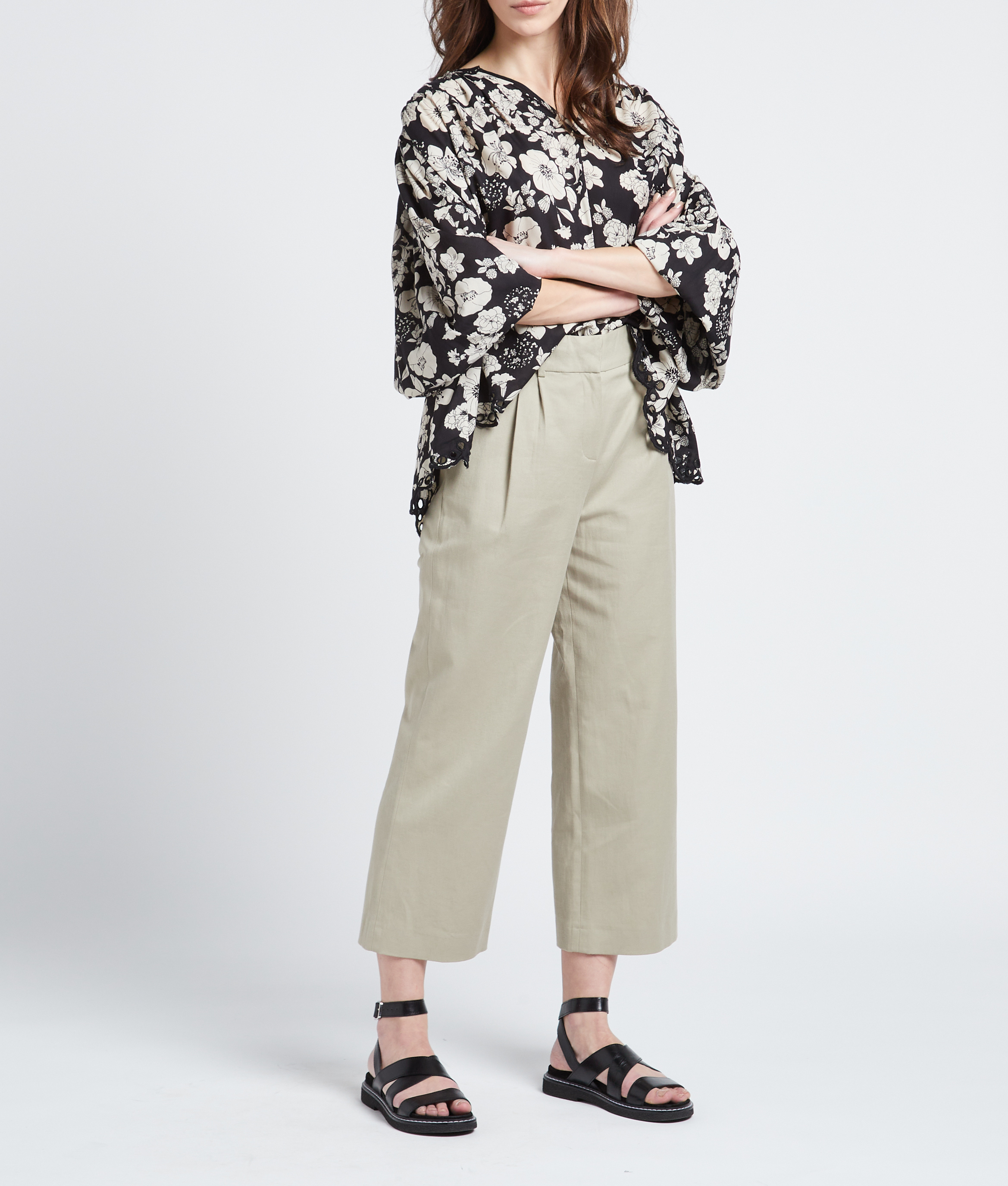 Blouse col V imprimé SWILDENS Noir