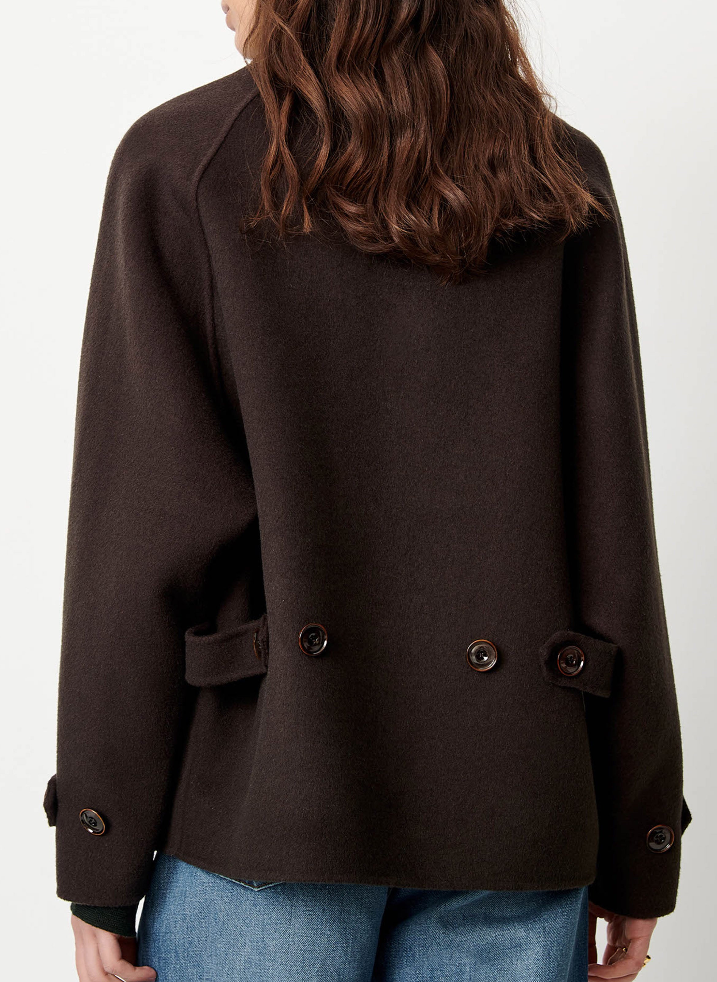 Short high-neck wool-blend coat | Khaki SESSUN Women