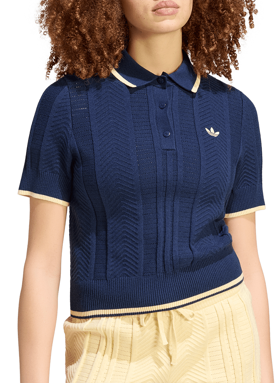 Polo met korte mouwen in rechte pasvorm van gebreide stof. ADIDAS Blauw