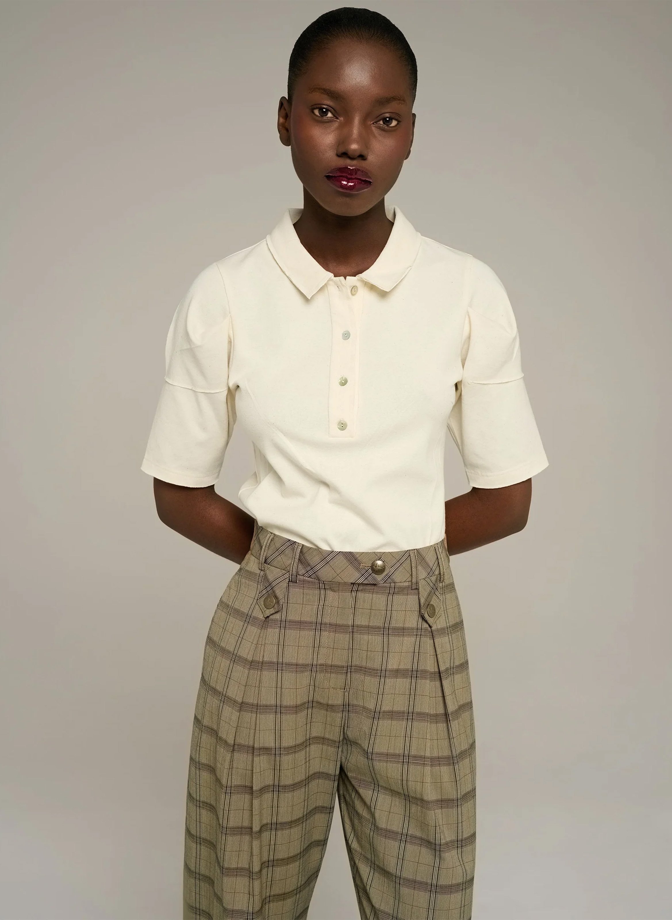 Gerade geschnittenes Poloshirt aus Baumwoll-Mix COTELAC Beige