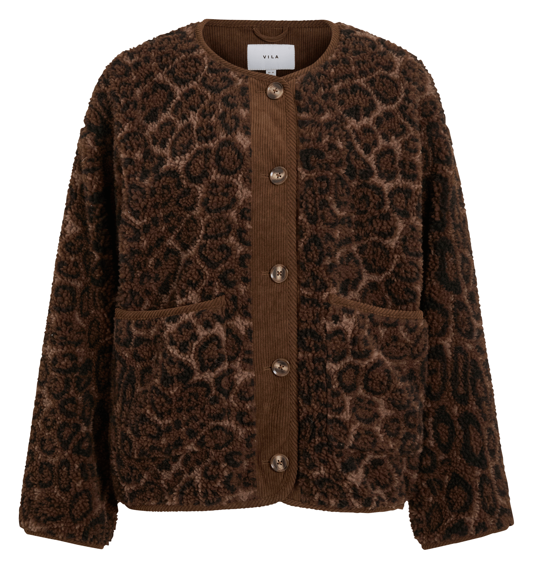 Veste droite imprimée en sherpa VILA Marron