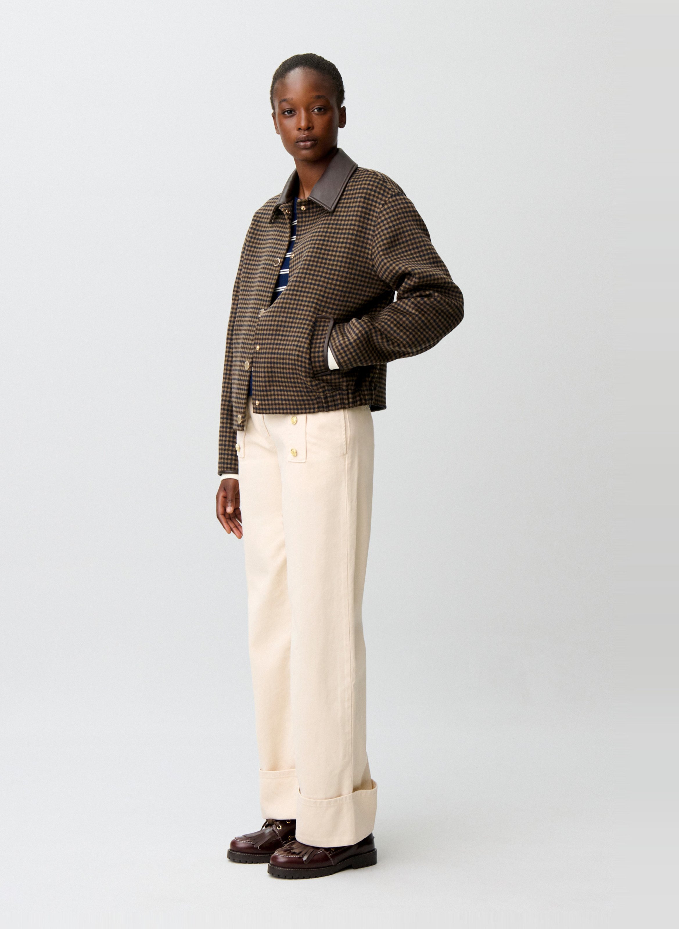 Veste droite à carreaux en laine mélangée CLAUDIE PIERLOT Multicolore