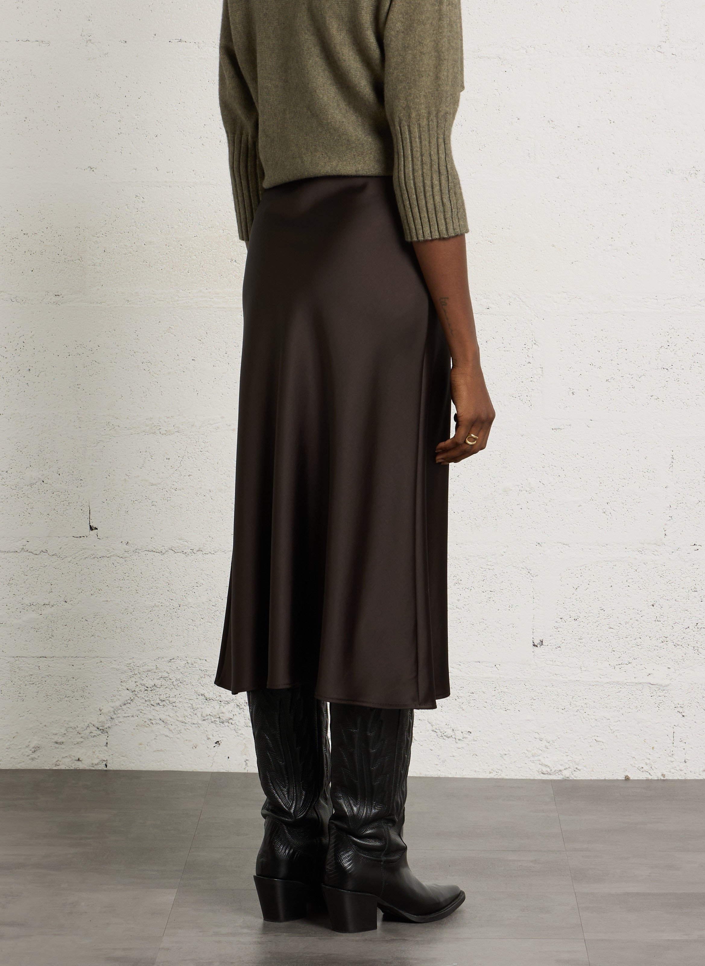 Jupe midi fluide IMPERIAL Marron