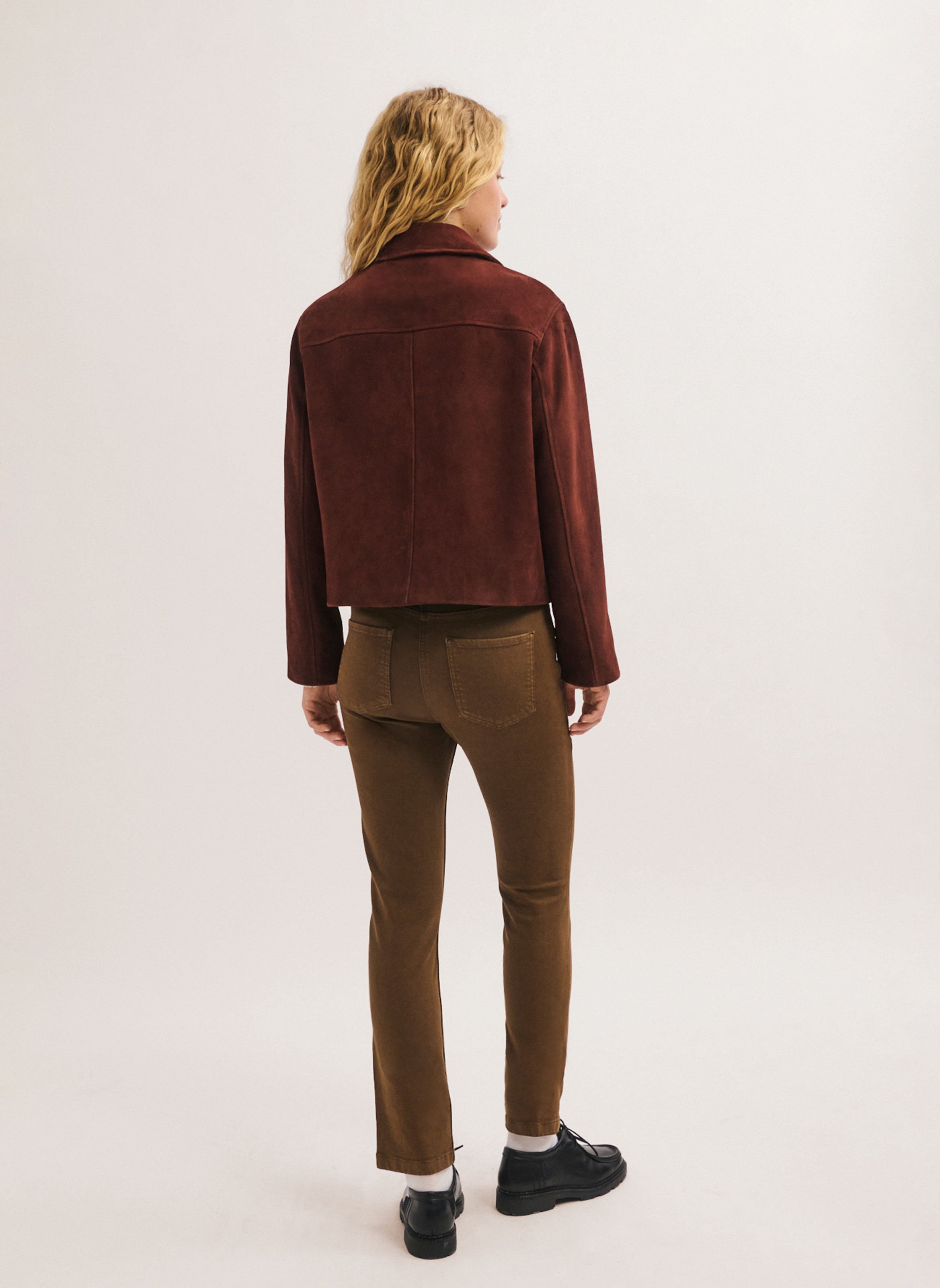 Oversized jas met klassieke kraag van suède leer PABLO Rood
