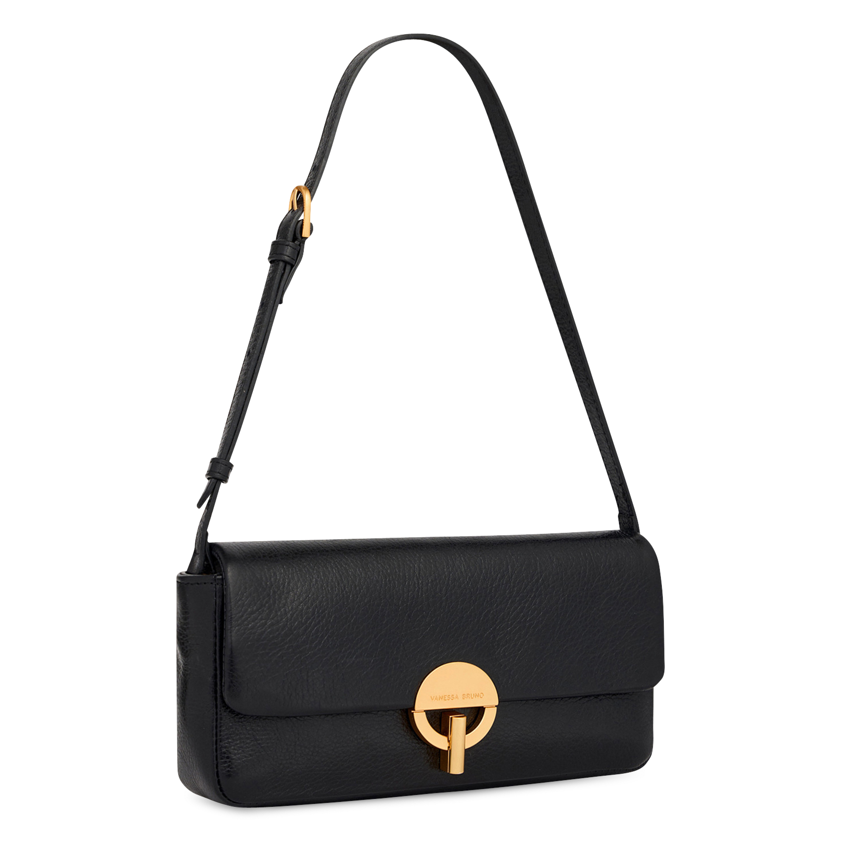 Leather flap shoulder bag VANESSA BRUNO Black