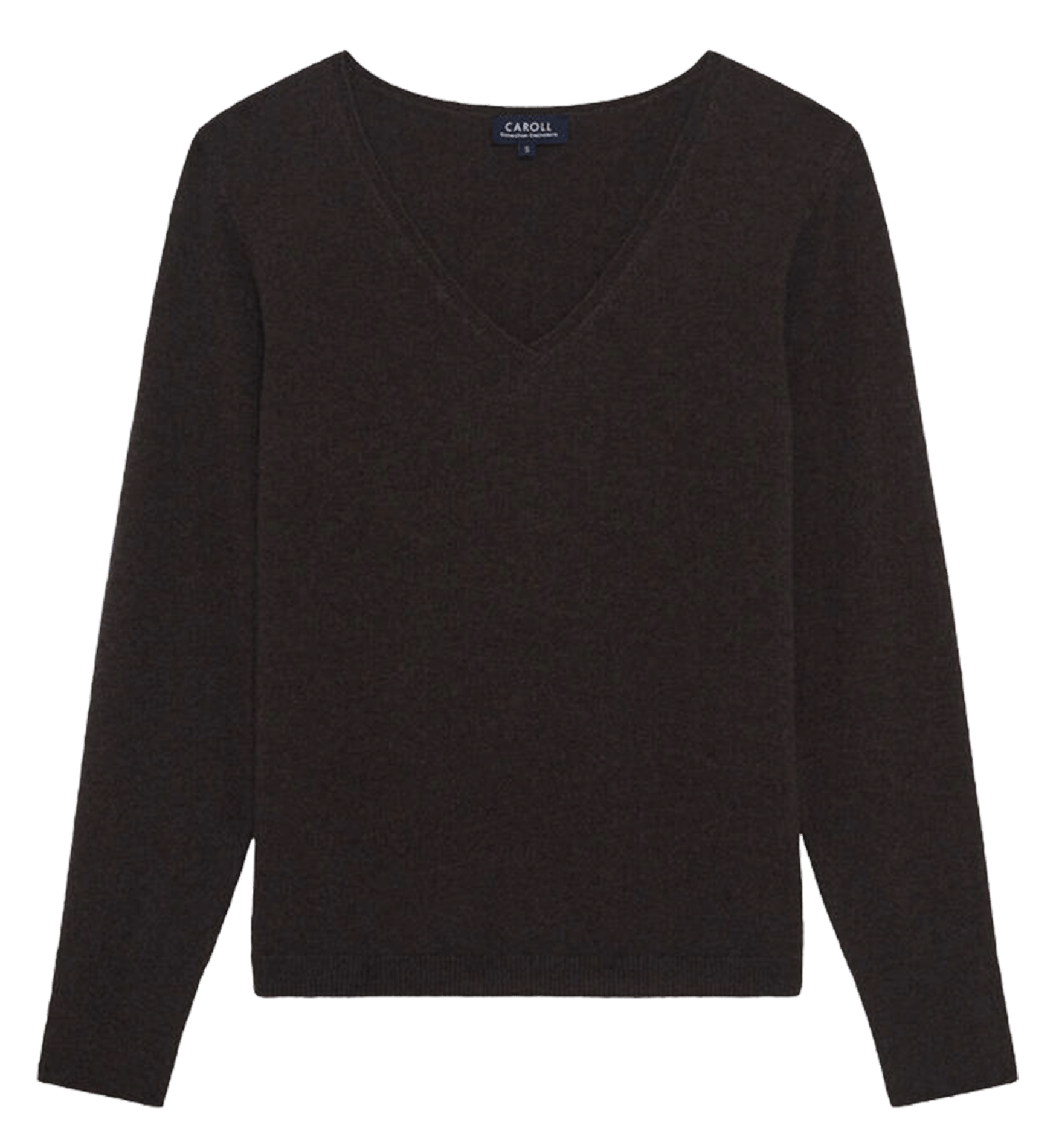Solid cashmere V-neck sweater CAROLL Brown