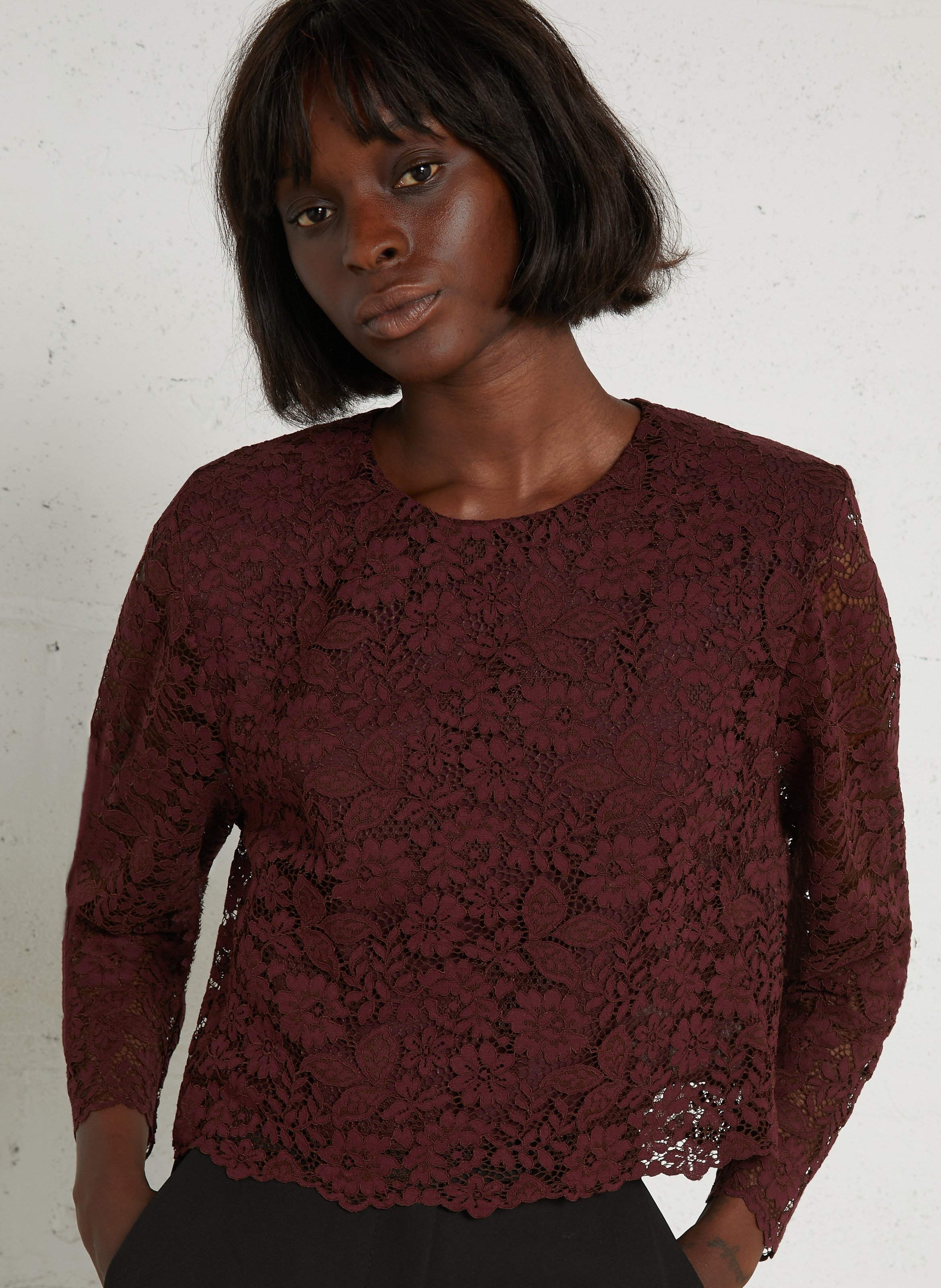 Top van kant met ronde hals IMPERIAL Rood