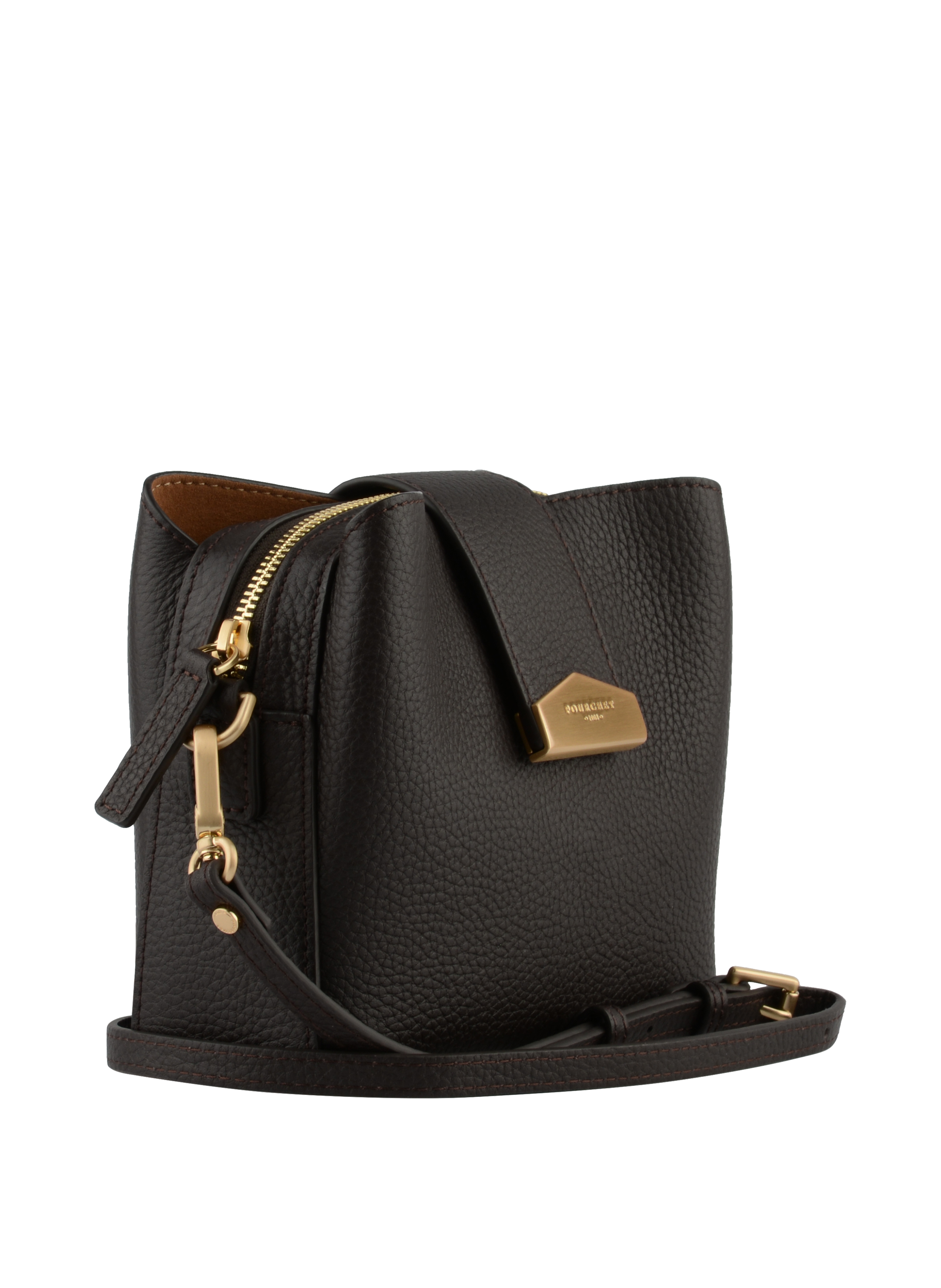 Crossbody bag in cowhide leather POURCHET Brown