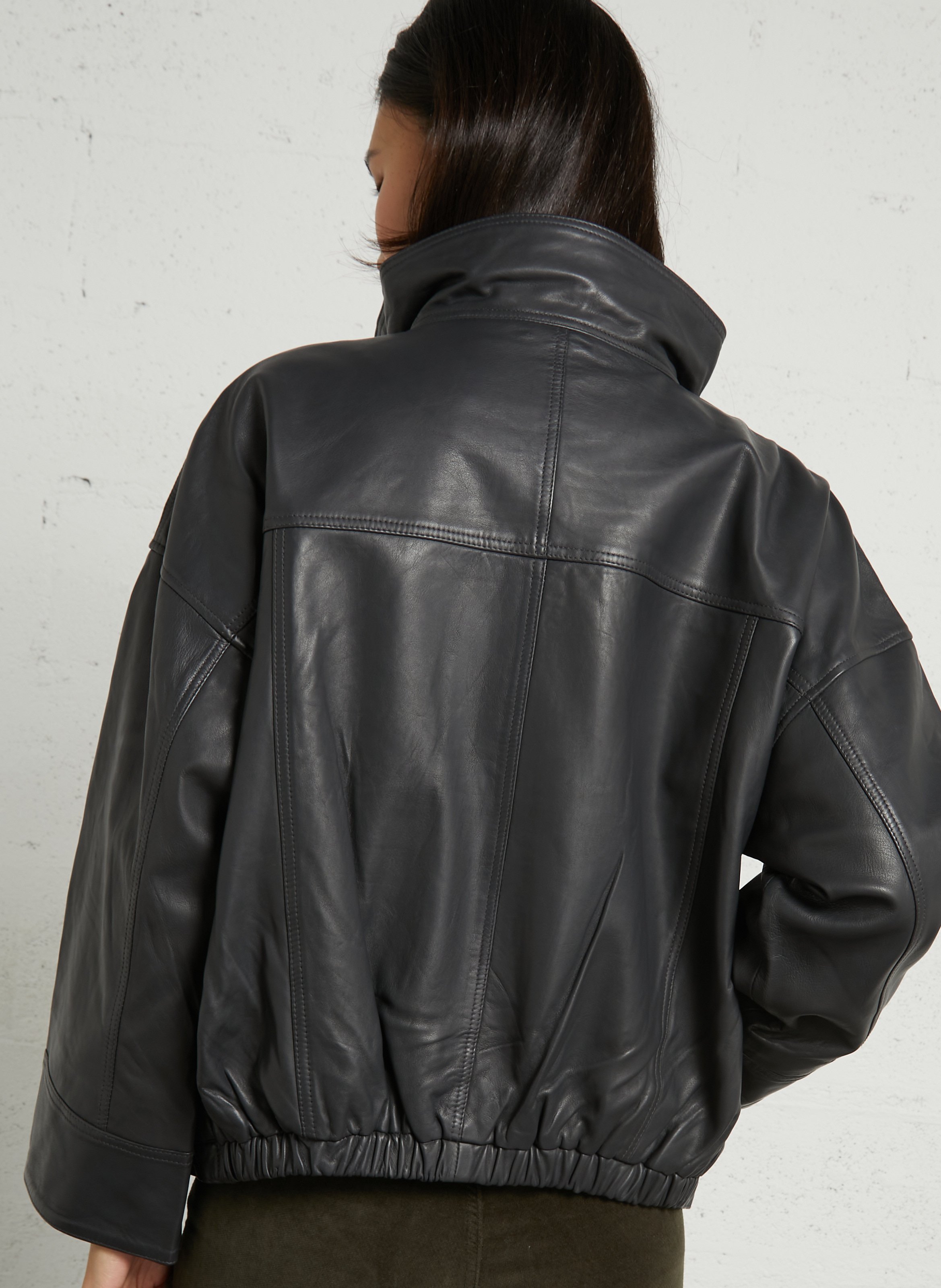 Lederjacke mit weitem Stehkragen BELLEPIECE Grau