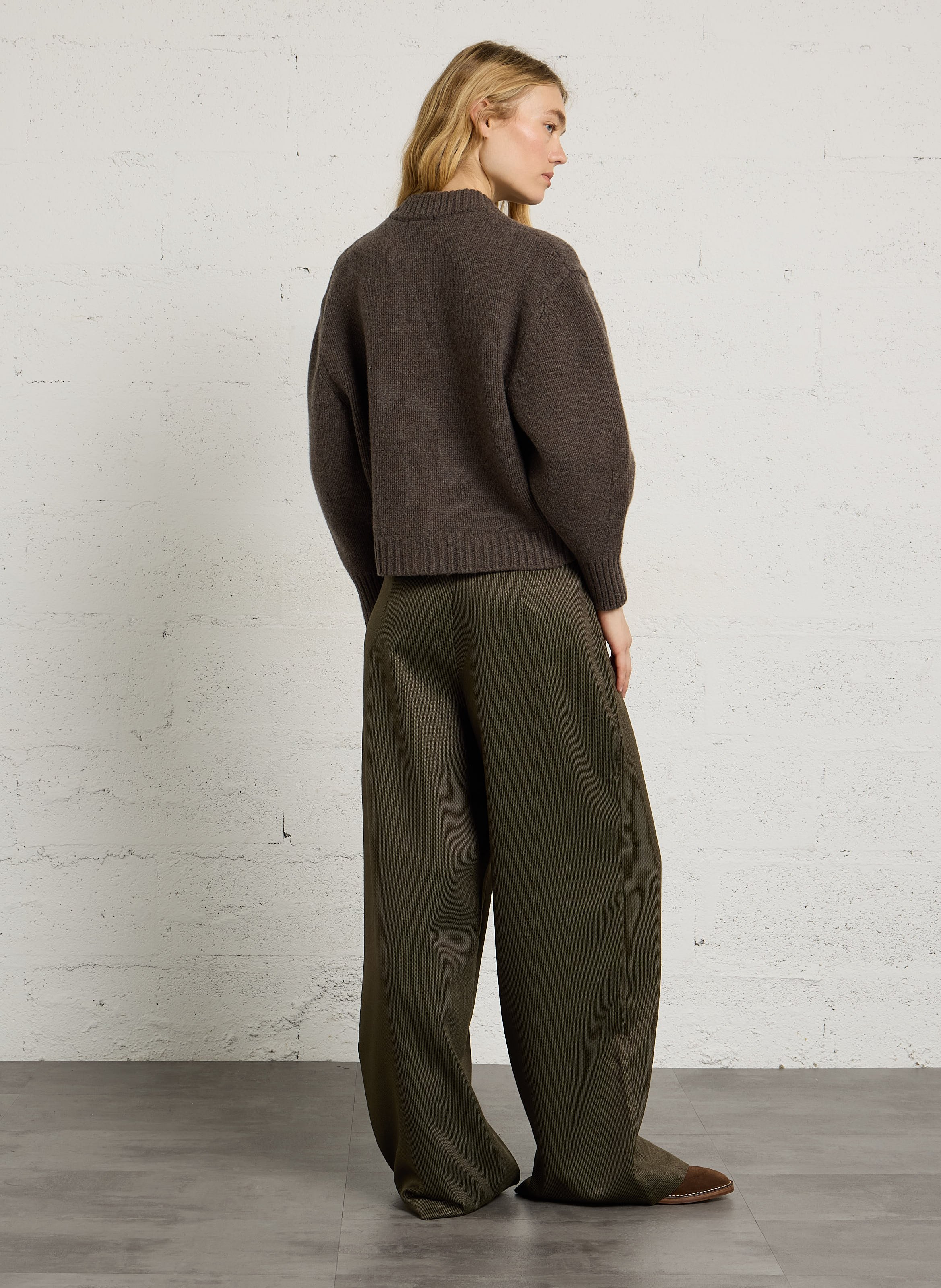 Cardigan col rond en laine SOEUR Marron