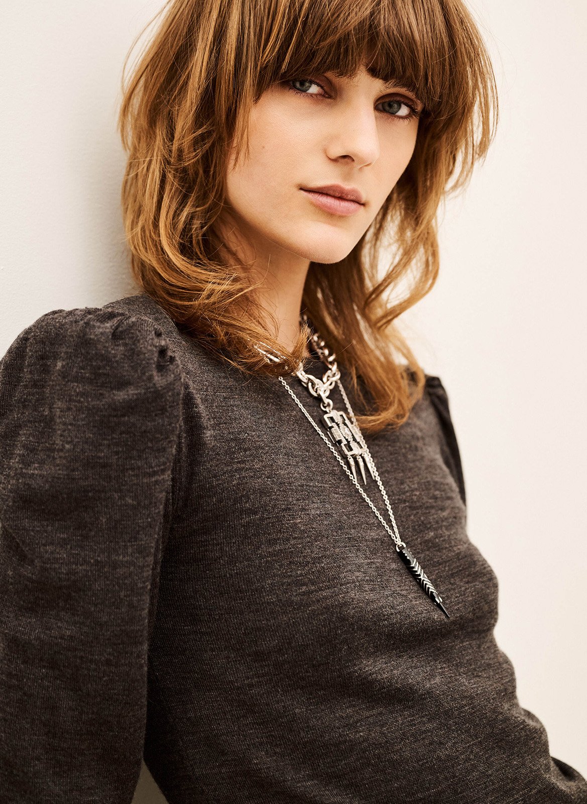 Pull droit uni en laine BA&SH Marron