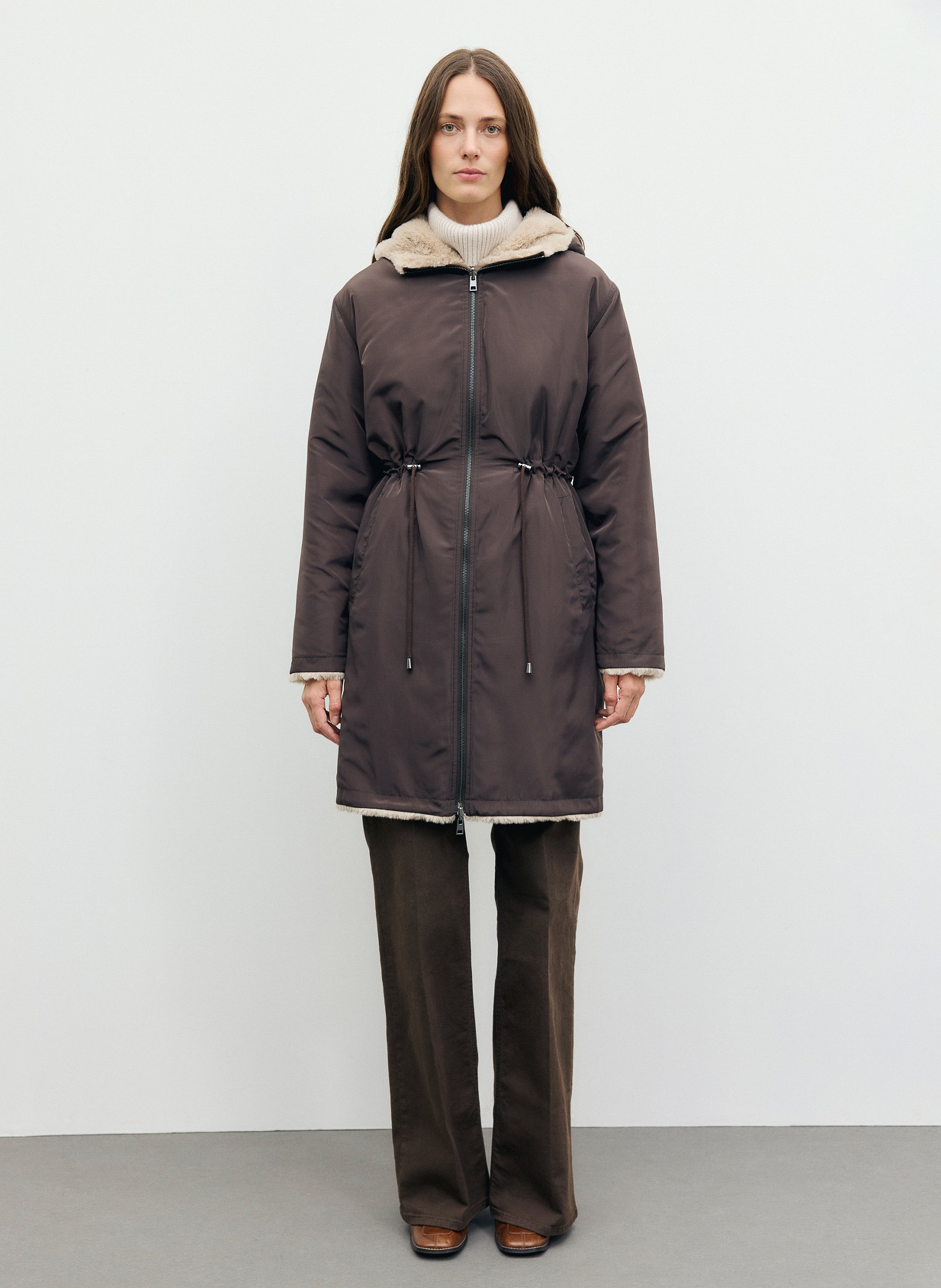 Reversible hooded fitted parka GERARD DAREL Brown