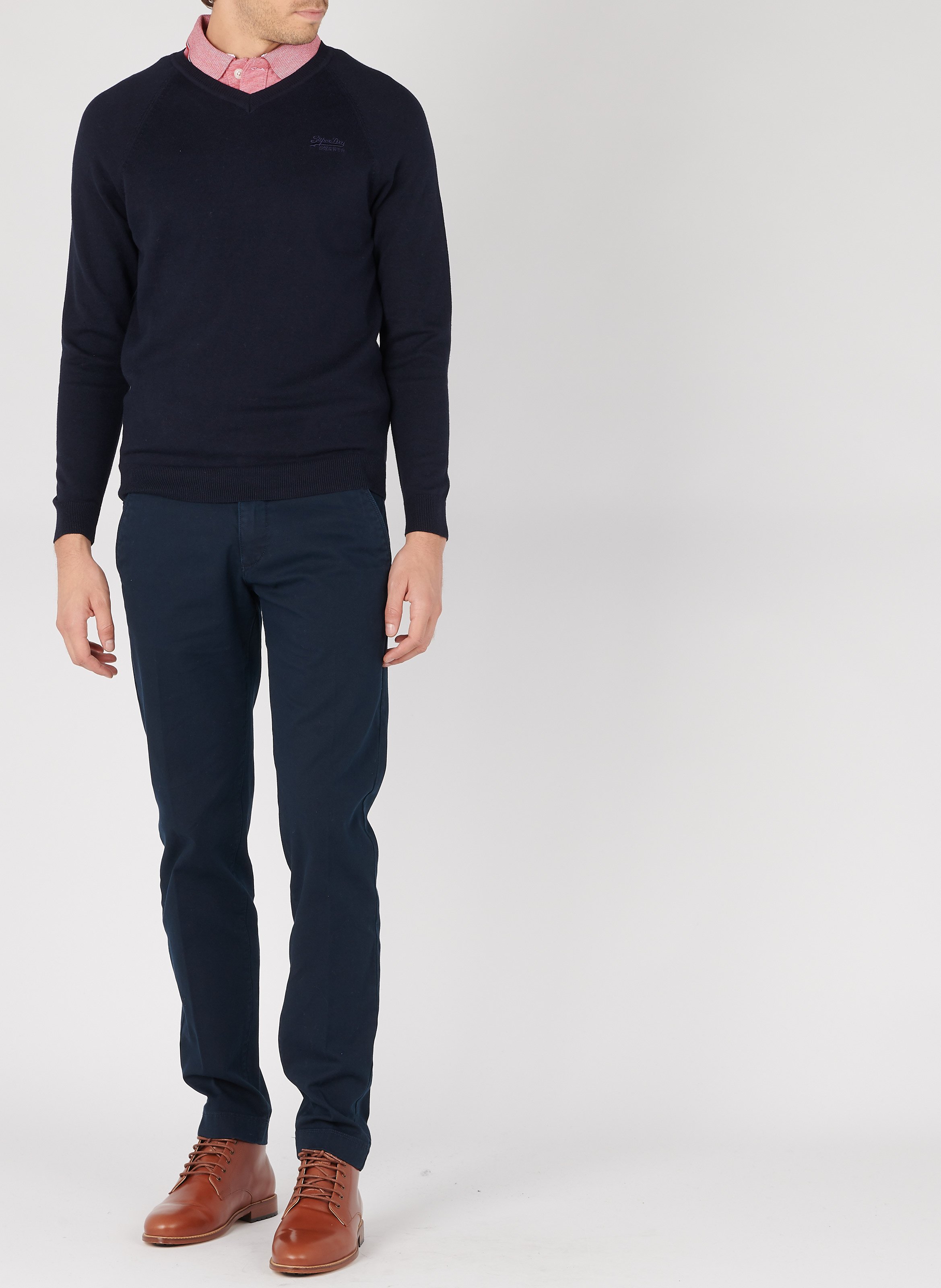 Slim-fit cotton-blend chinos Blue