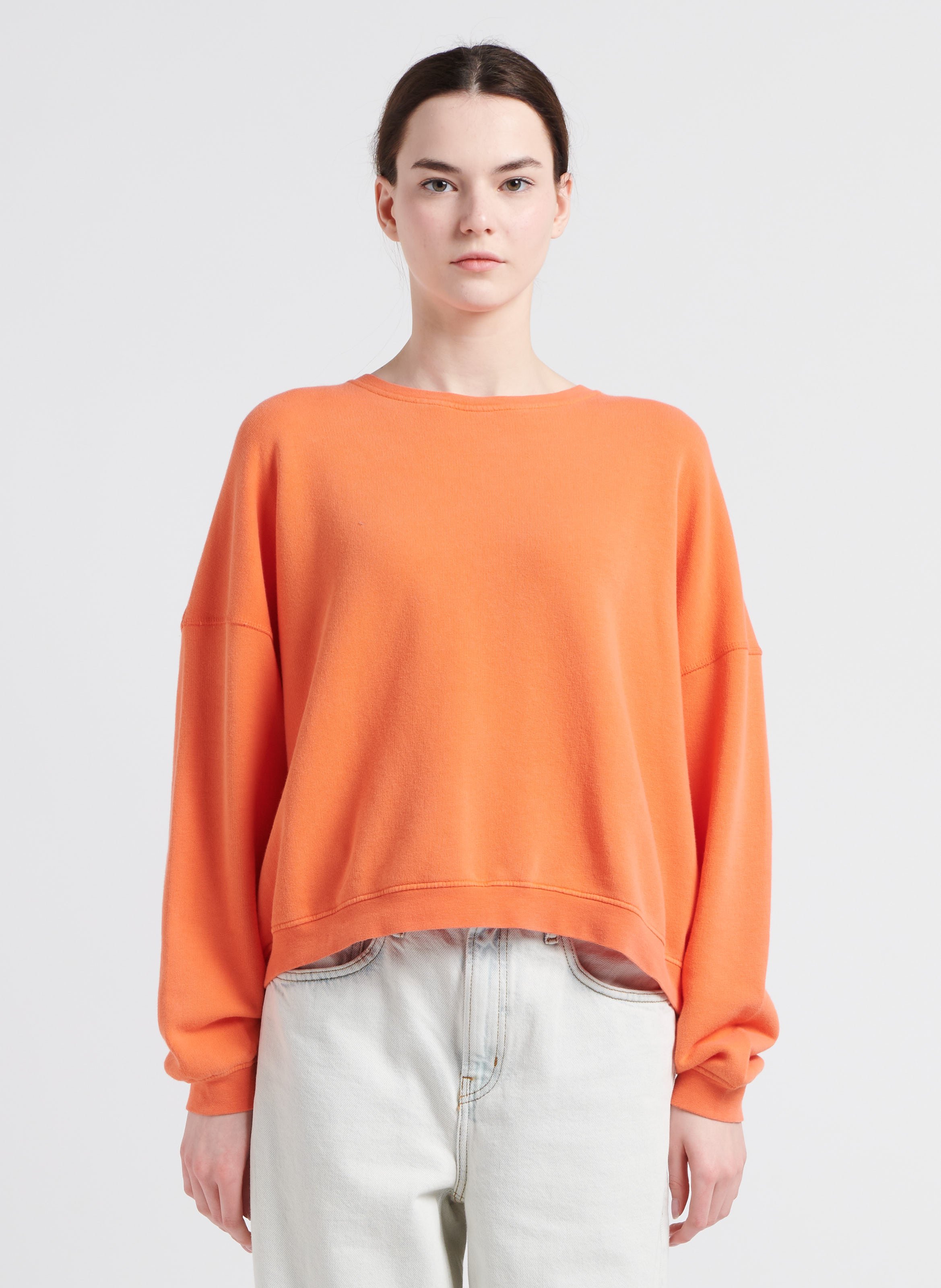 Sweat col rond ample en coton OrangeAMERICAN VINTAGE