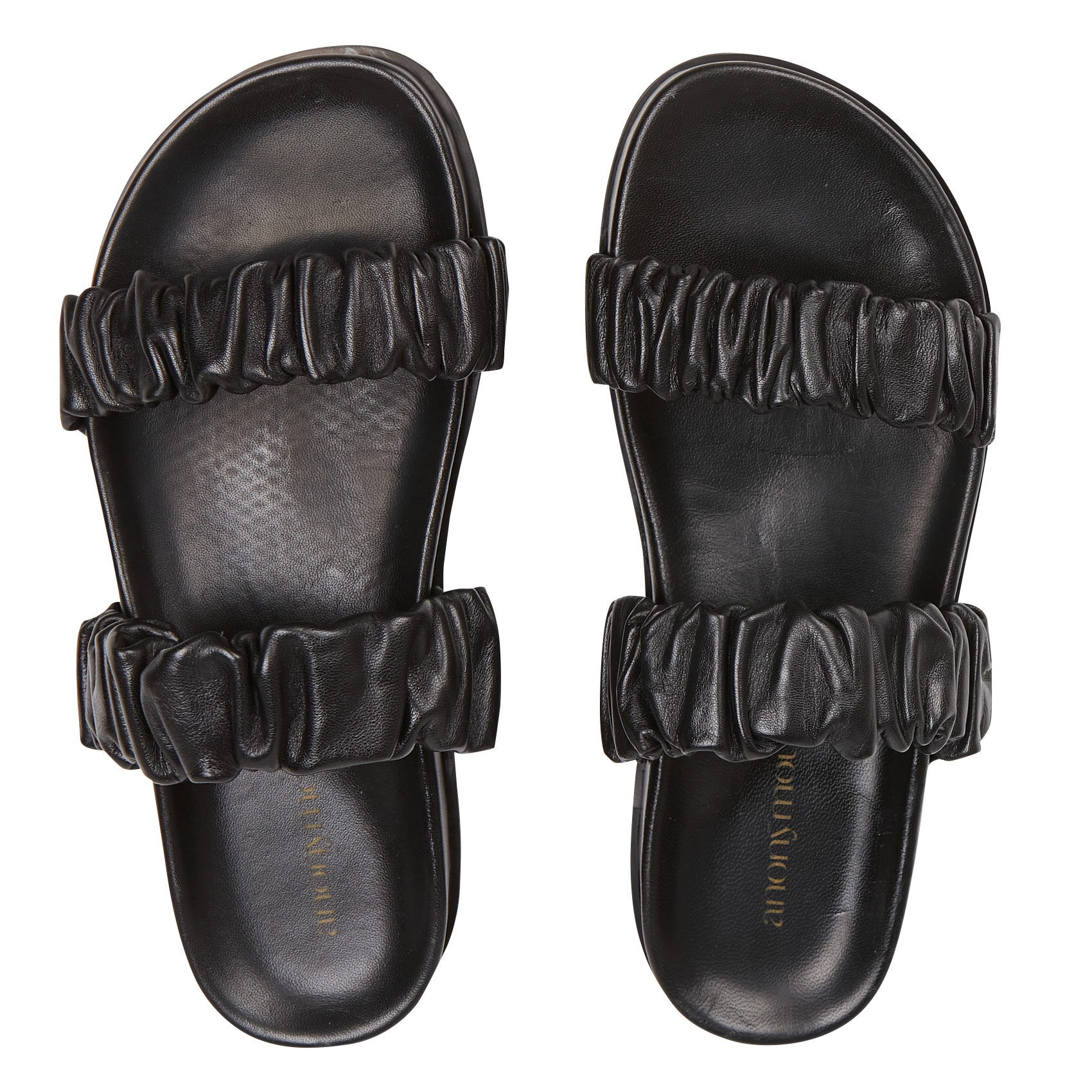 Sandales plates froncées en cuir  ANONYMOUS COPENHAGEN Noir