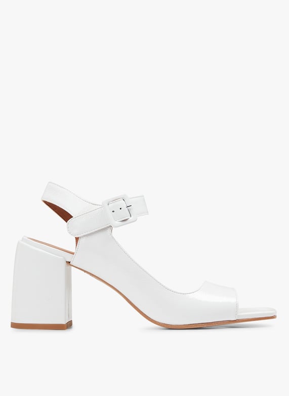Sandales a talons en cuir verni Blanc