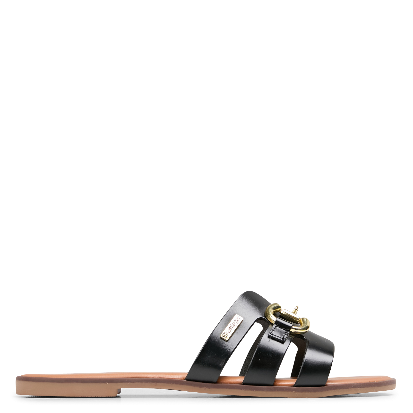 Sandales plates en cuir LES TROPEZIENNES PAR M.BELARBI Noir