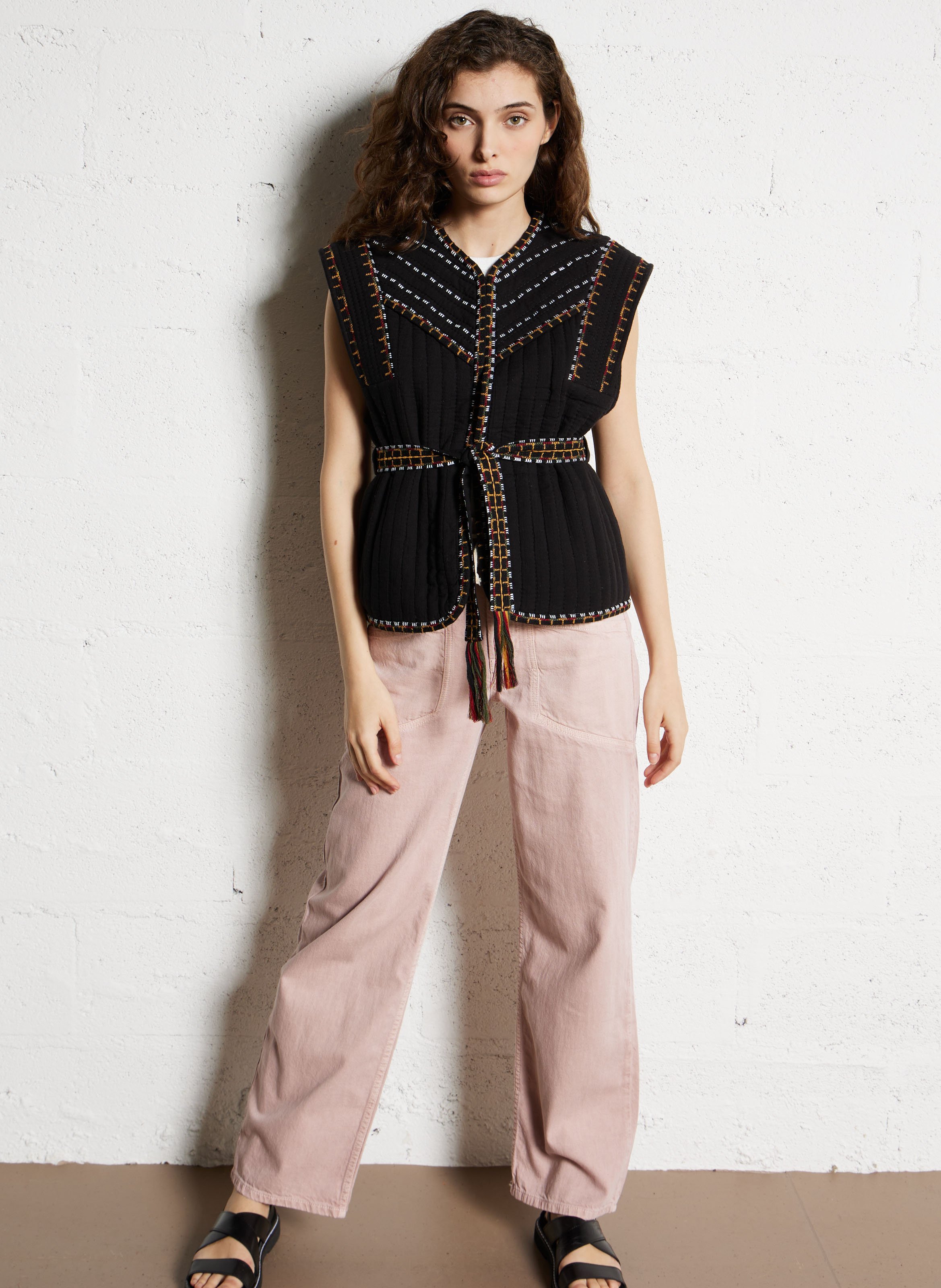 Pantalon droit en coton mélangé BA&SH Rose