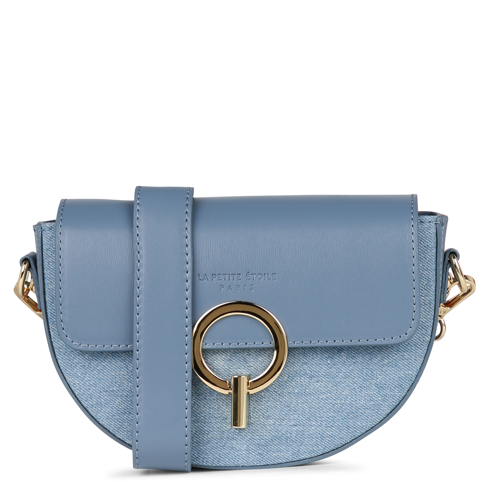 Shoulder bag with removable handle in denim LA PETITE ETOILE Jean Stone