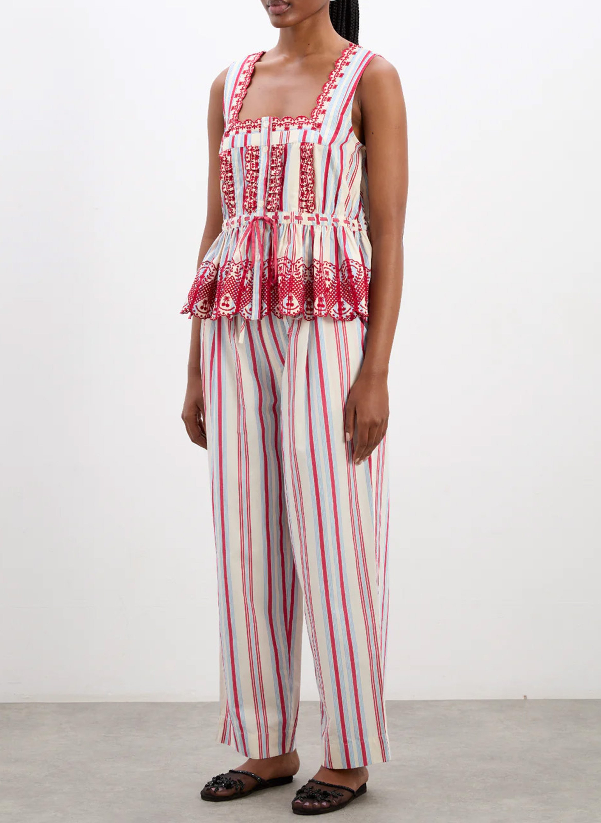 Square-neck striped top in organic cotton DAMSON MADDER Multicolored