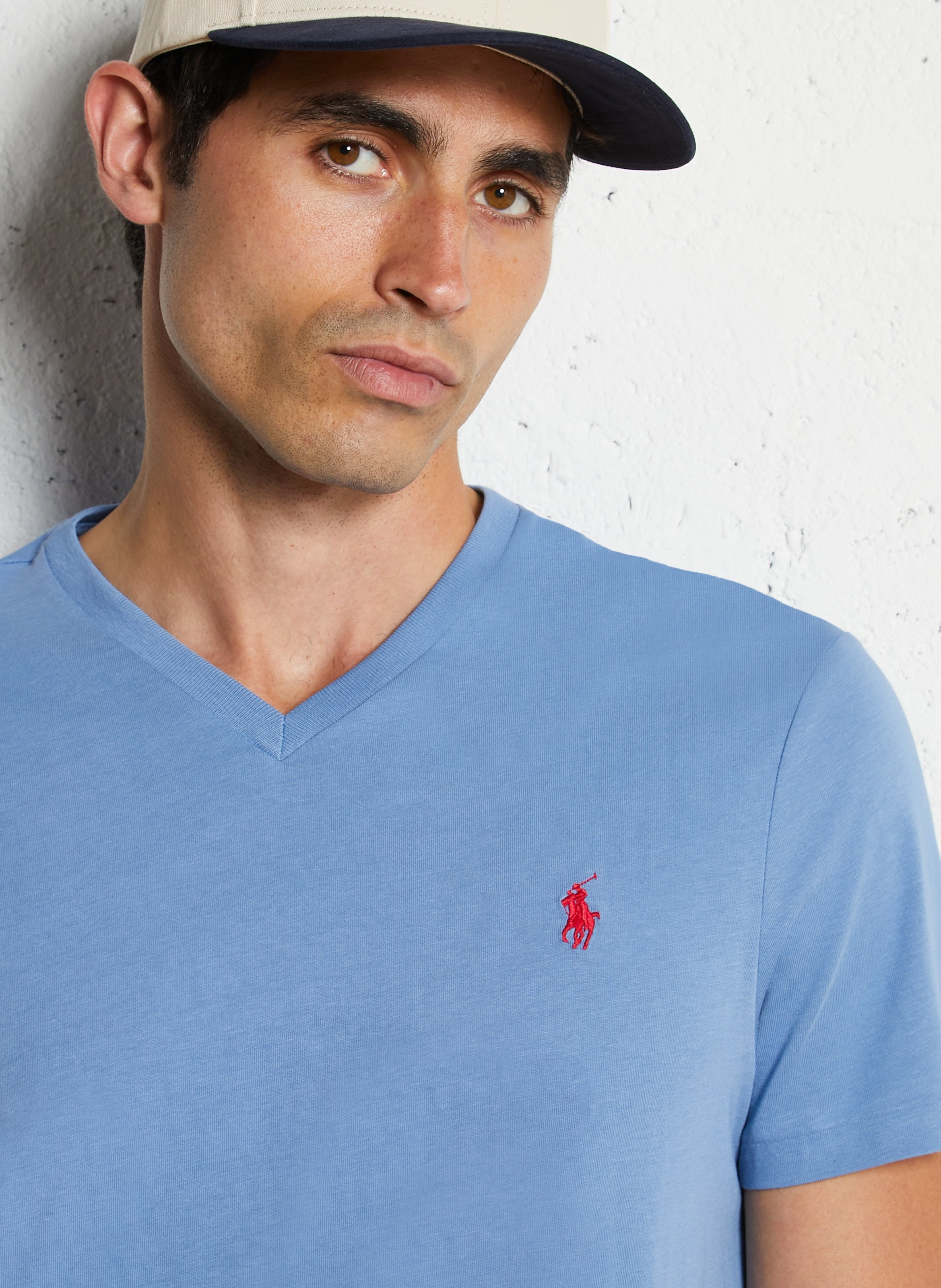 Tシャツ・カットソー POLO RALPH LAUREN Men T Shirts 710680784412 CAMPUS BLUE C382 Polo Ralph Lauren cotton T-shirt with contrasting-color logo