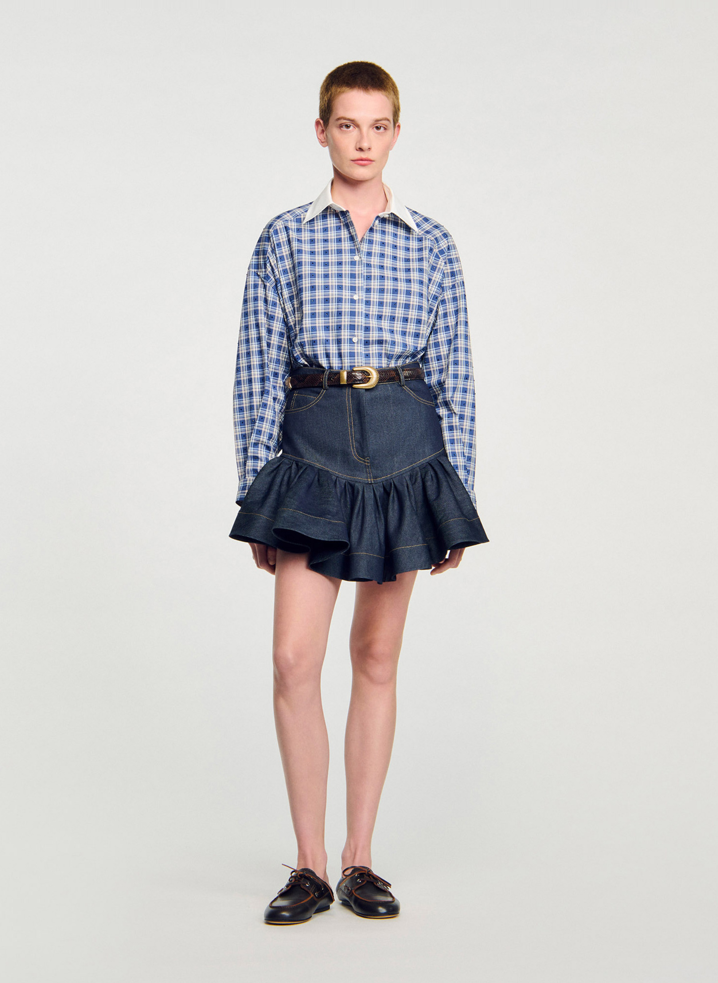 Jupe courte en denim SANDRO Bleu