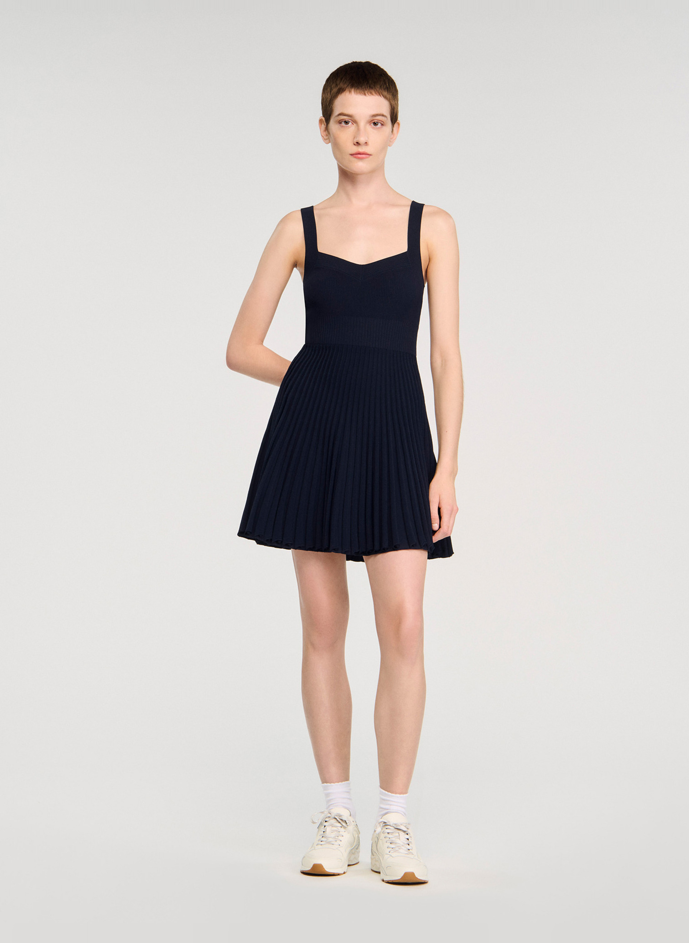 Robe courte plissée SANDRO Bleu