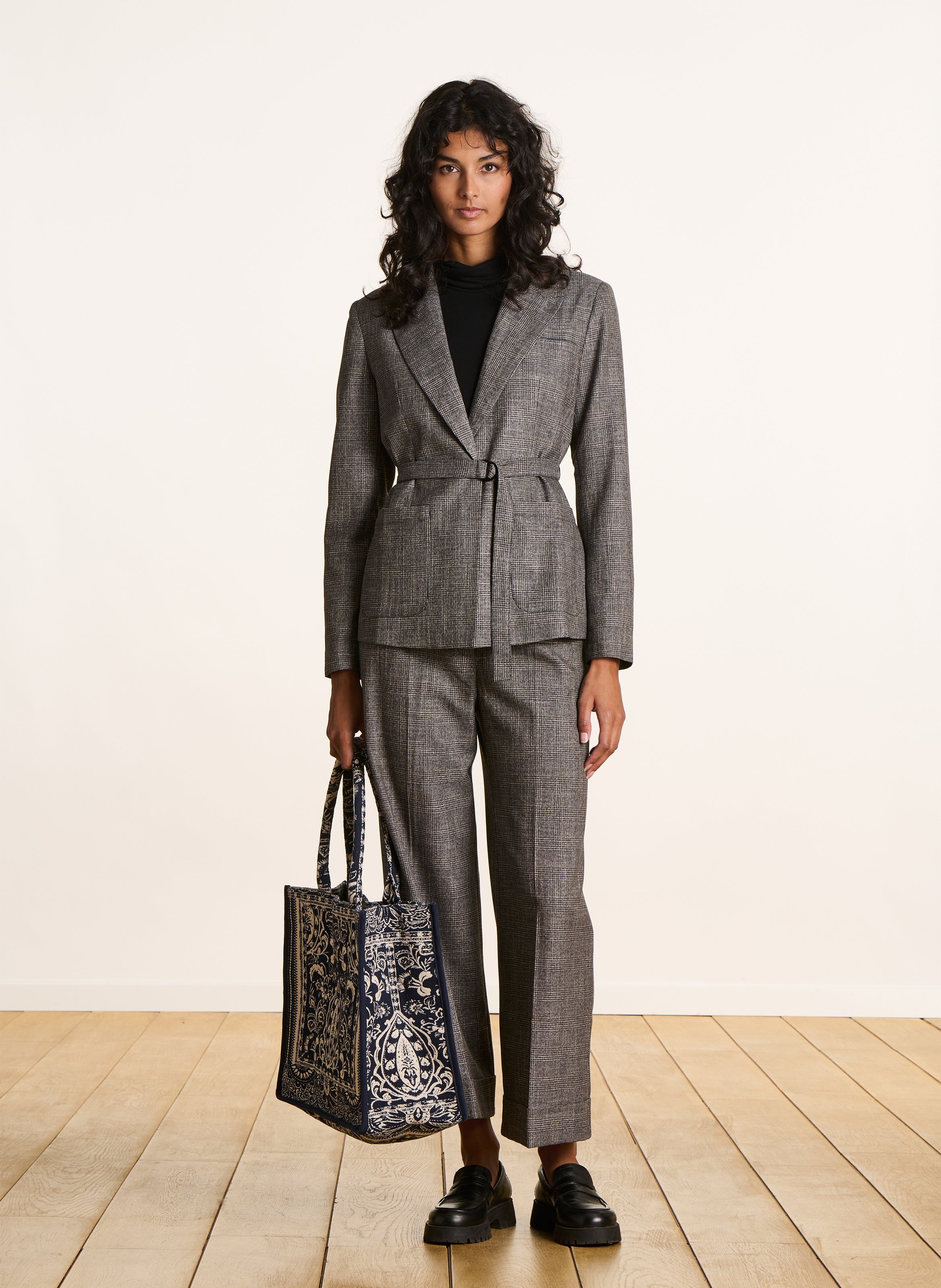 Belted patterned blazer LA FEE MARABOUTEE Multicolored