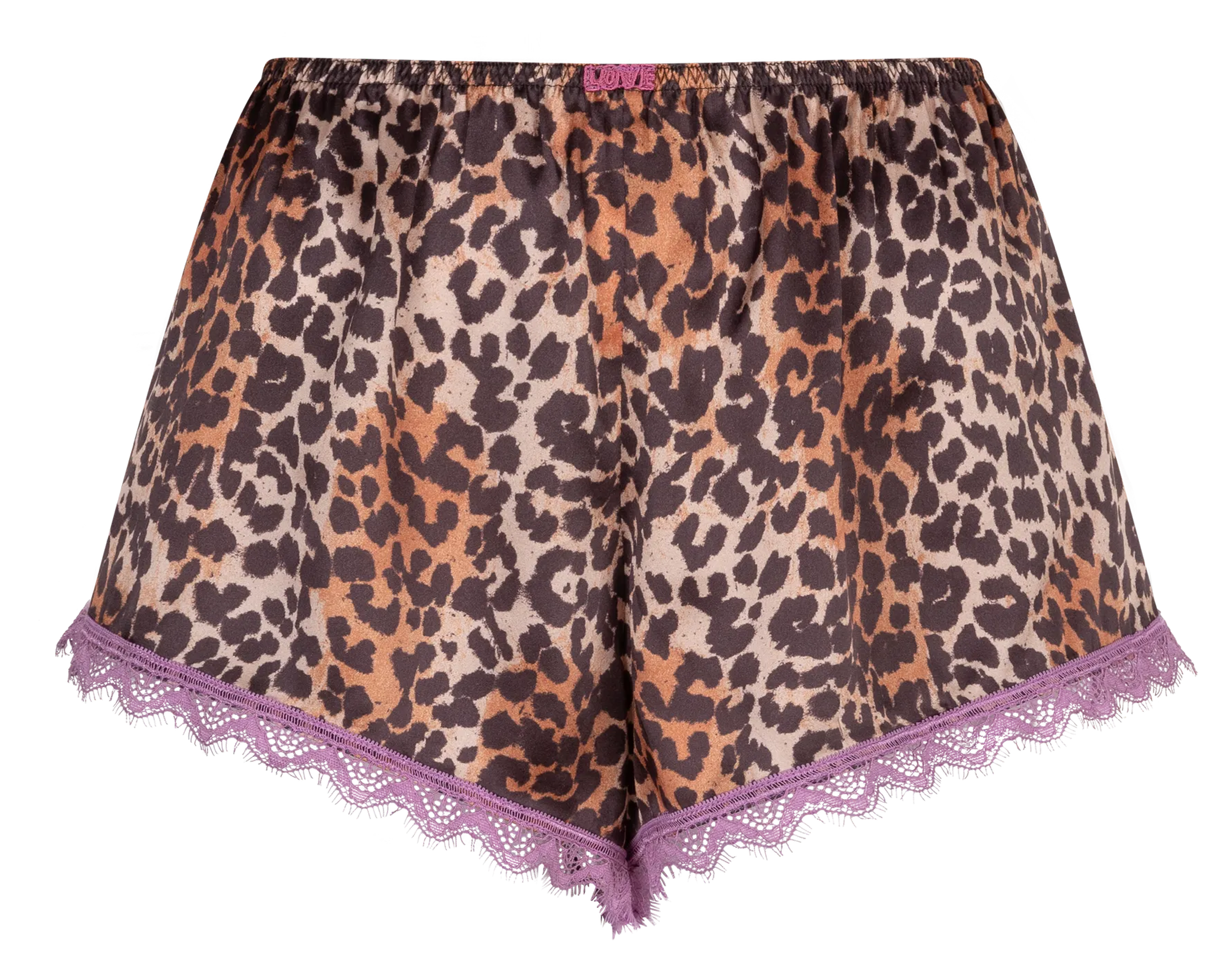 Short droit en soie imprimé LOVE STORIES Marron