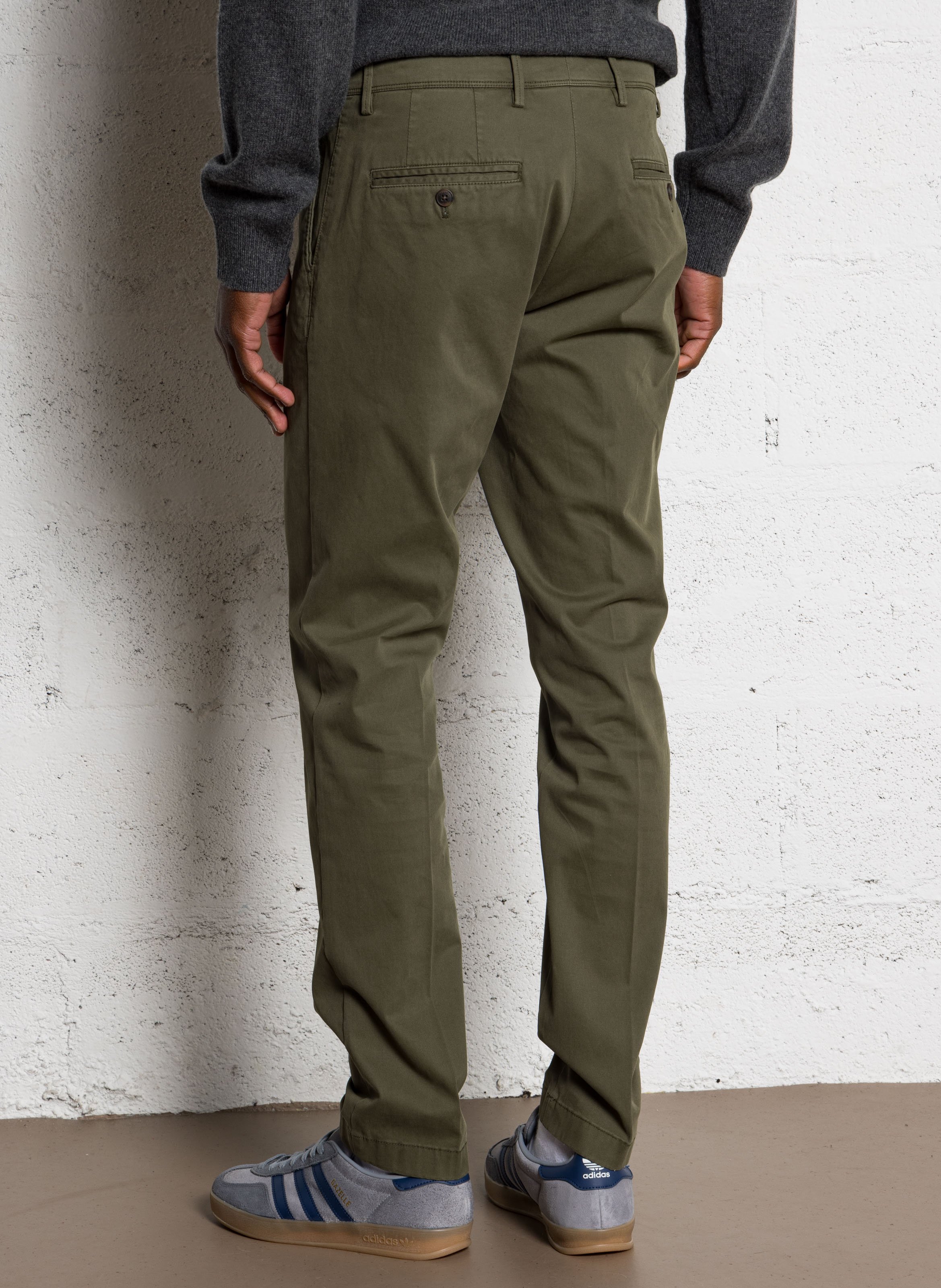 Pantalon slim uni en coton mélangé HACKETT Vert