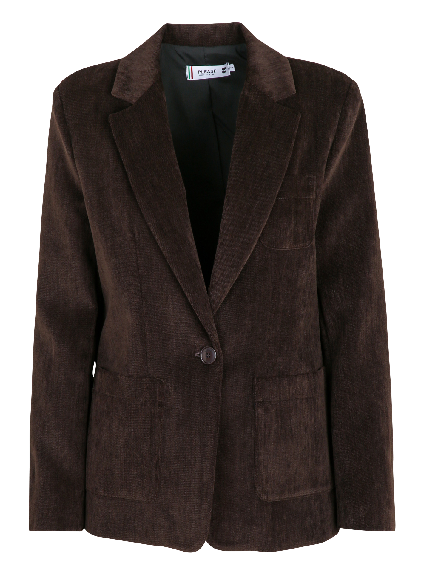 Buttoned velvet blazer PLEASE Brown