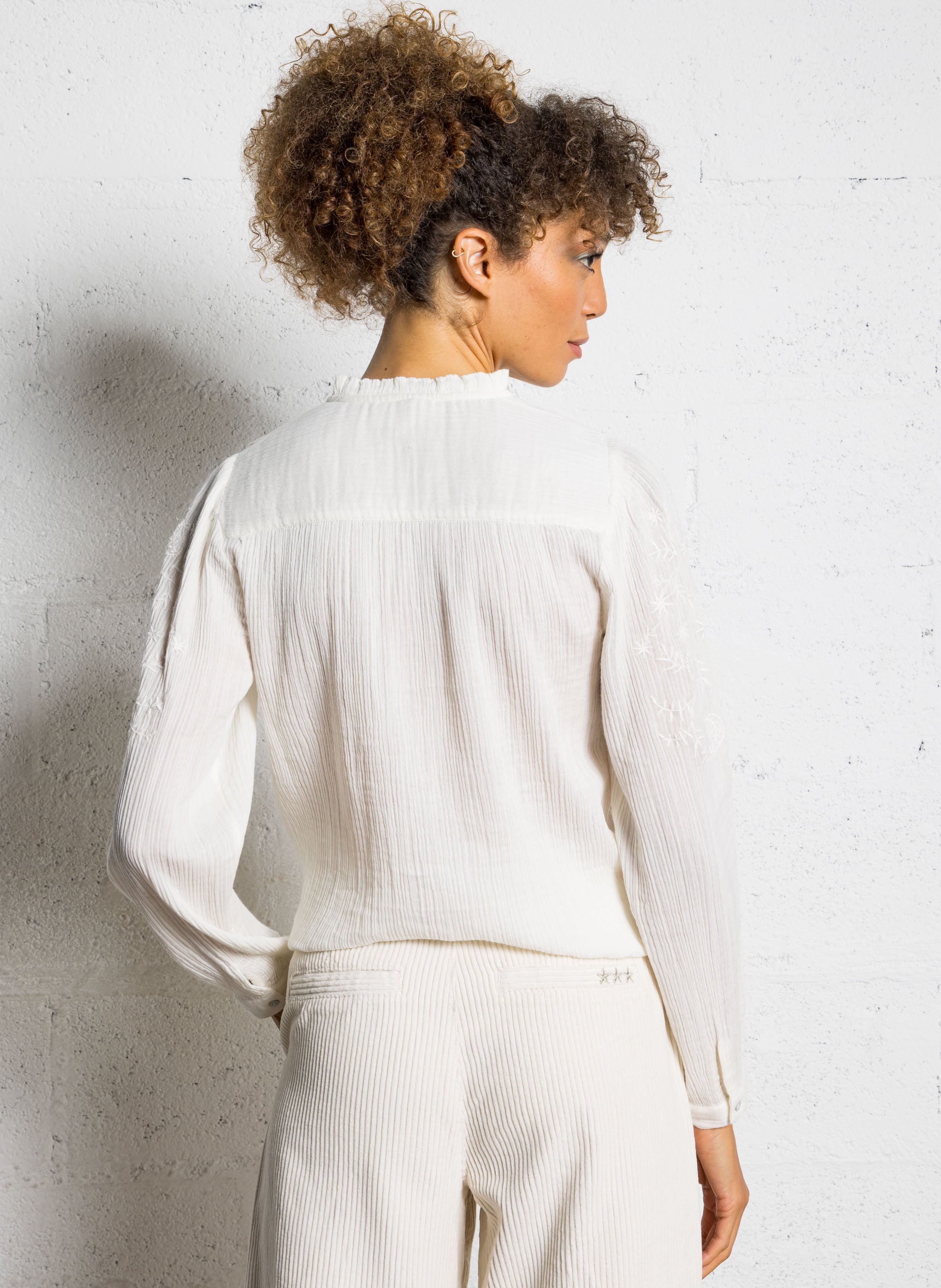 Victorian collar cotton blouse SUD EXPRESS White