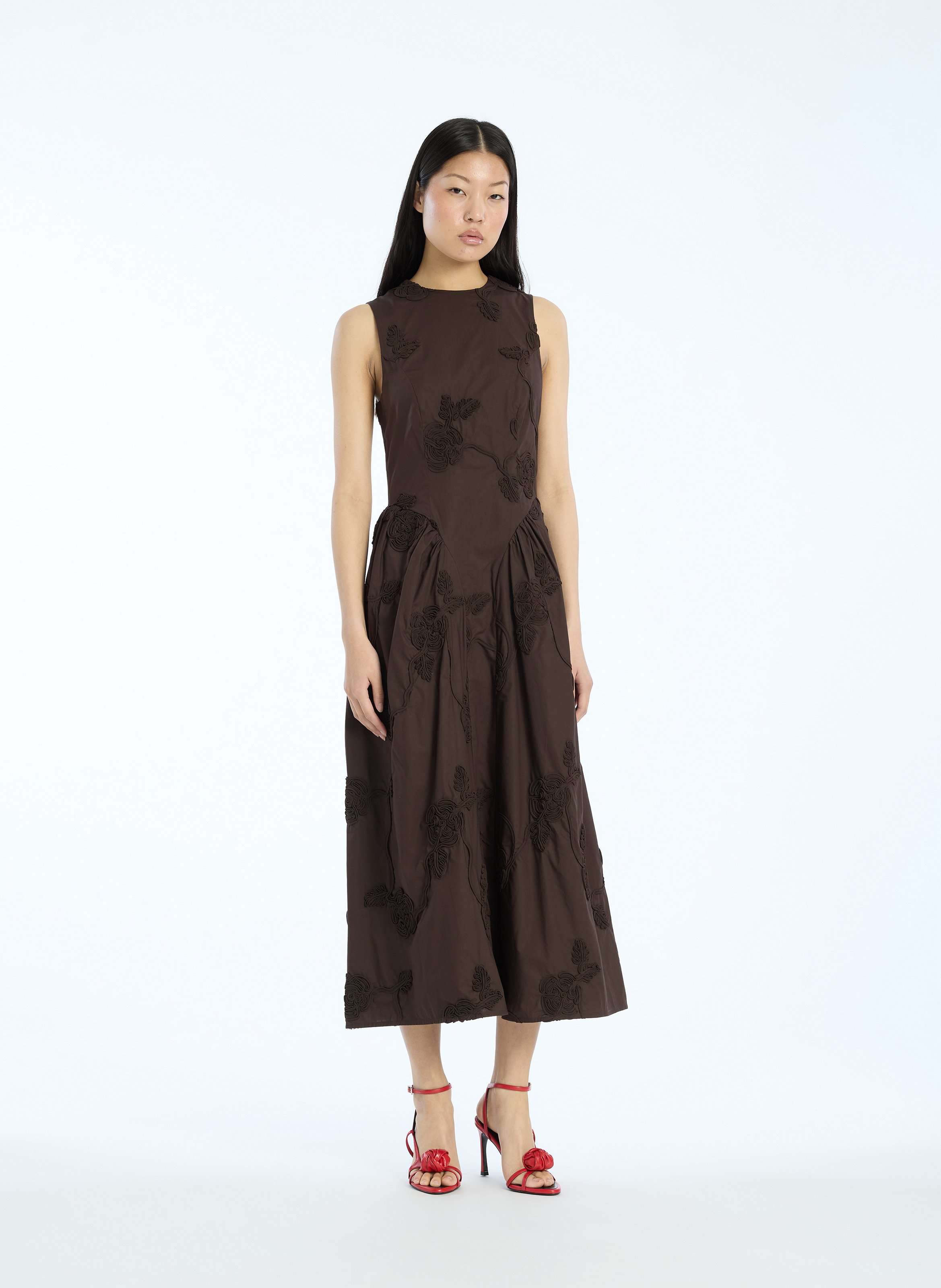 Floral patterned midi dress ROTATE Brown