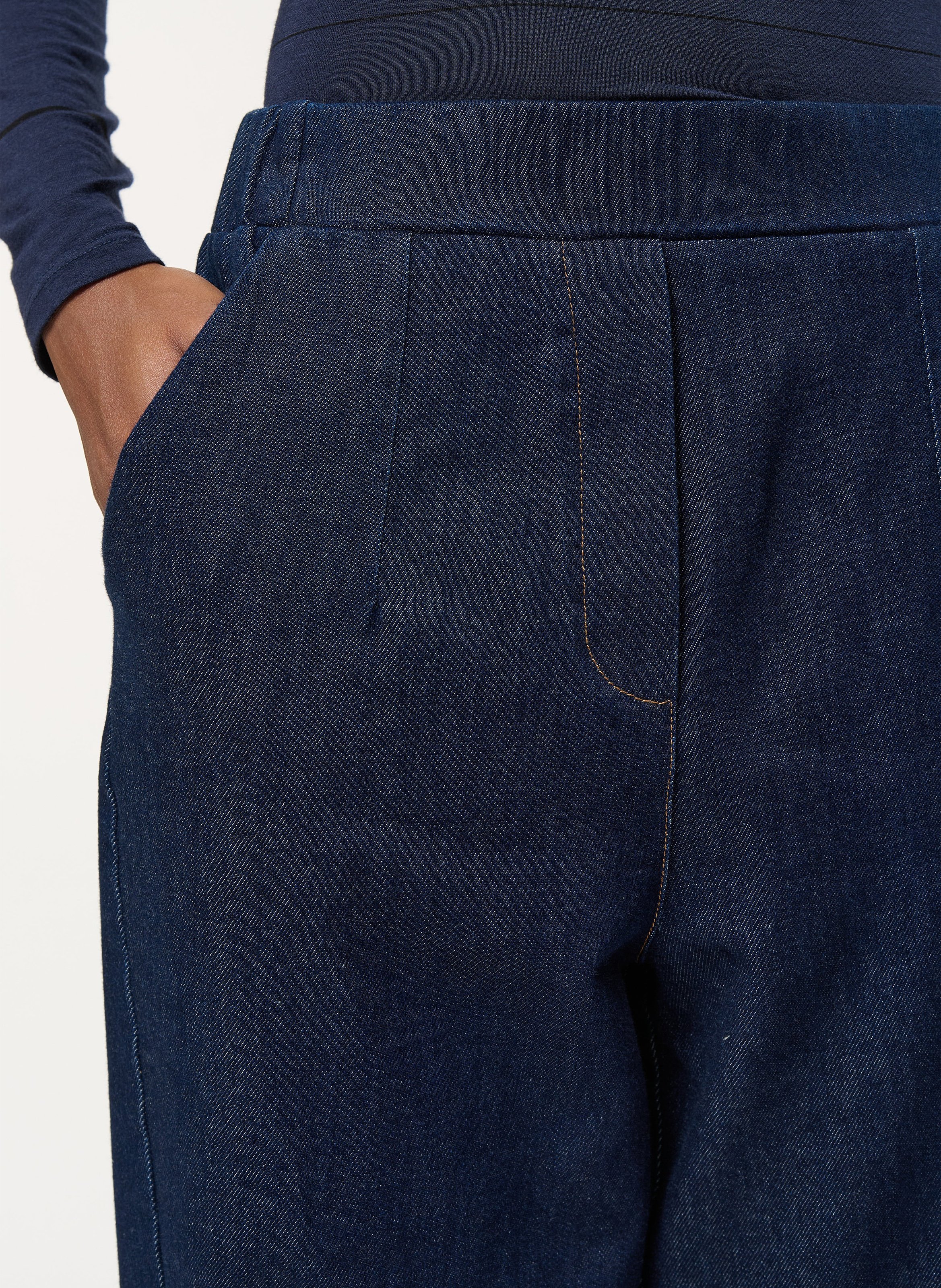 Pantalon large taille haute en coton HUMILITY Bleu