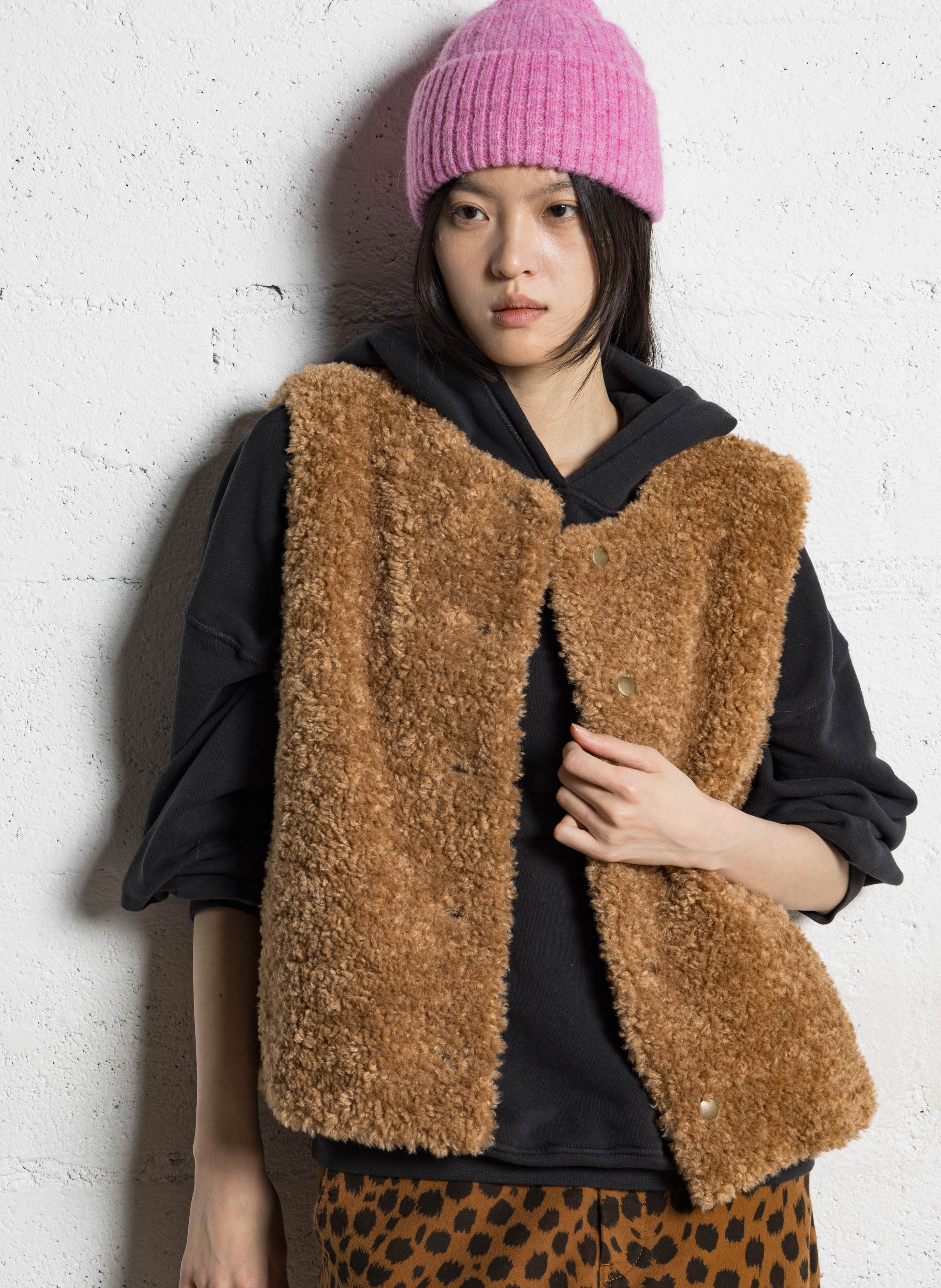 Jas van synthetische bont met ronde kraag MAISON 123 Beige