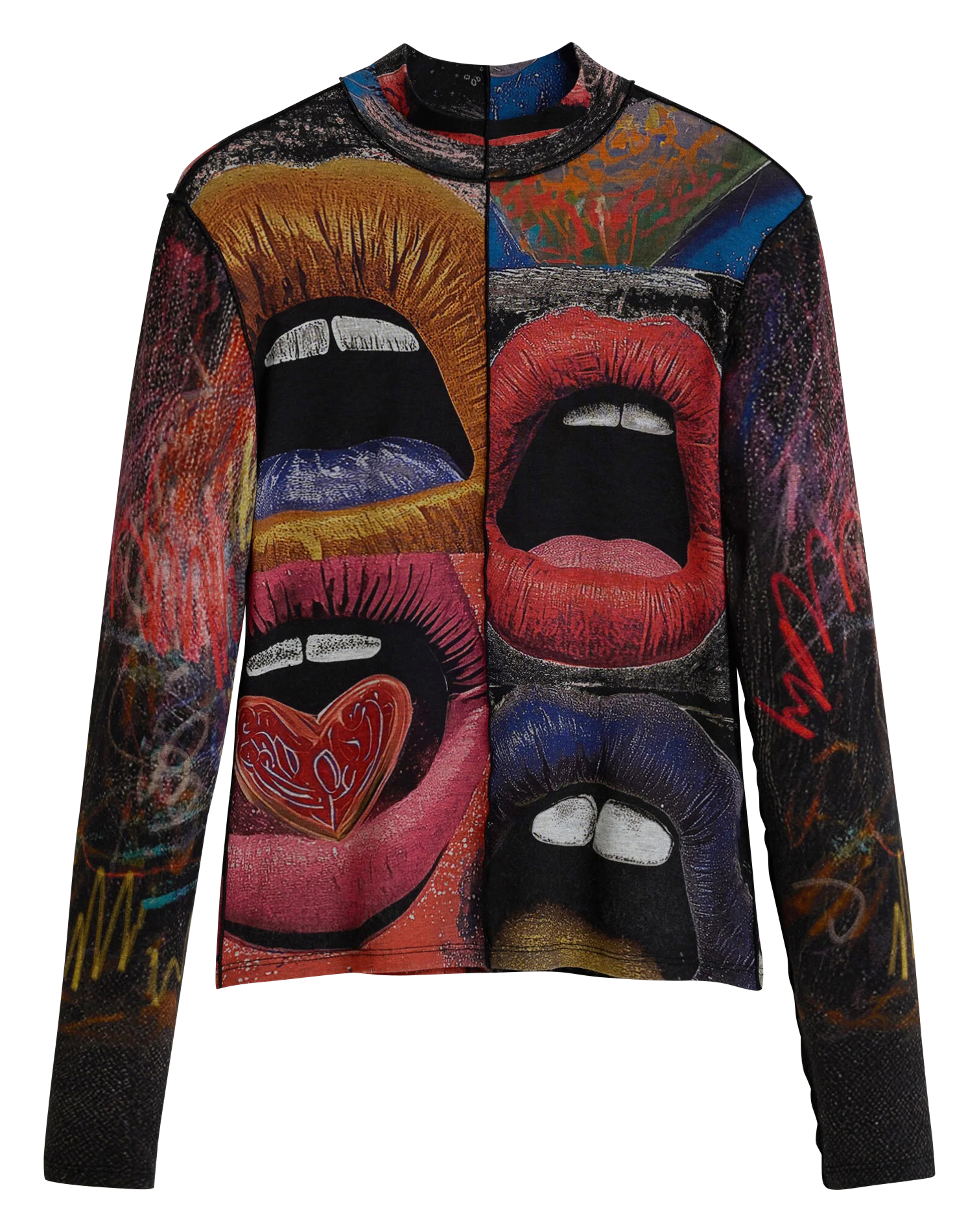 Tee-shirt col rond en coton mélangé DESIGUAL Rouge