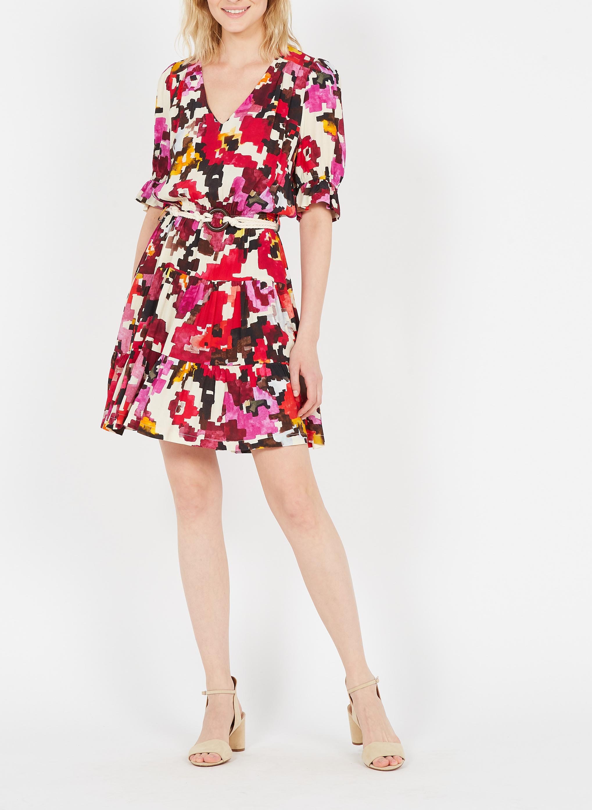 Long printed V-neck dress LA PETITE FRANCAISE Multicolored