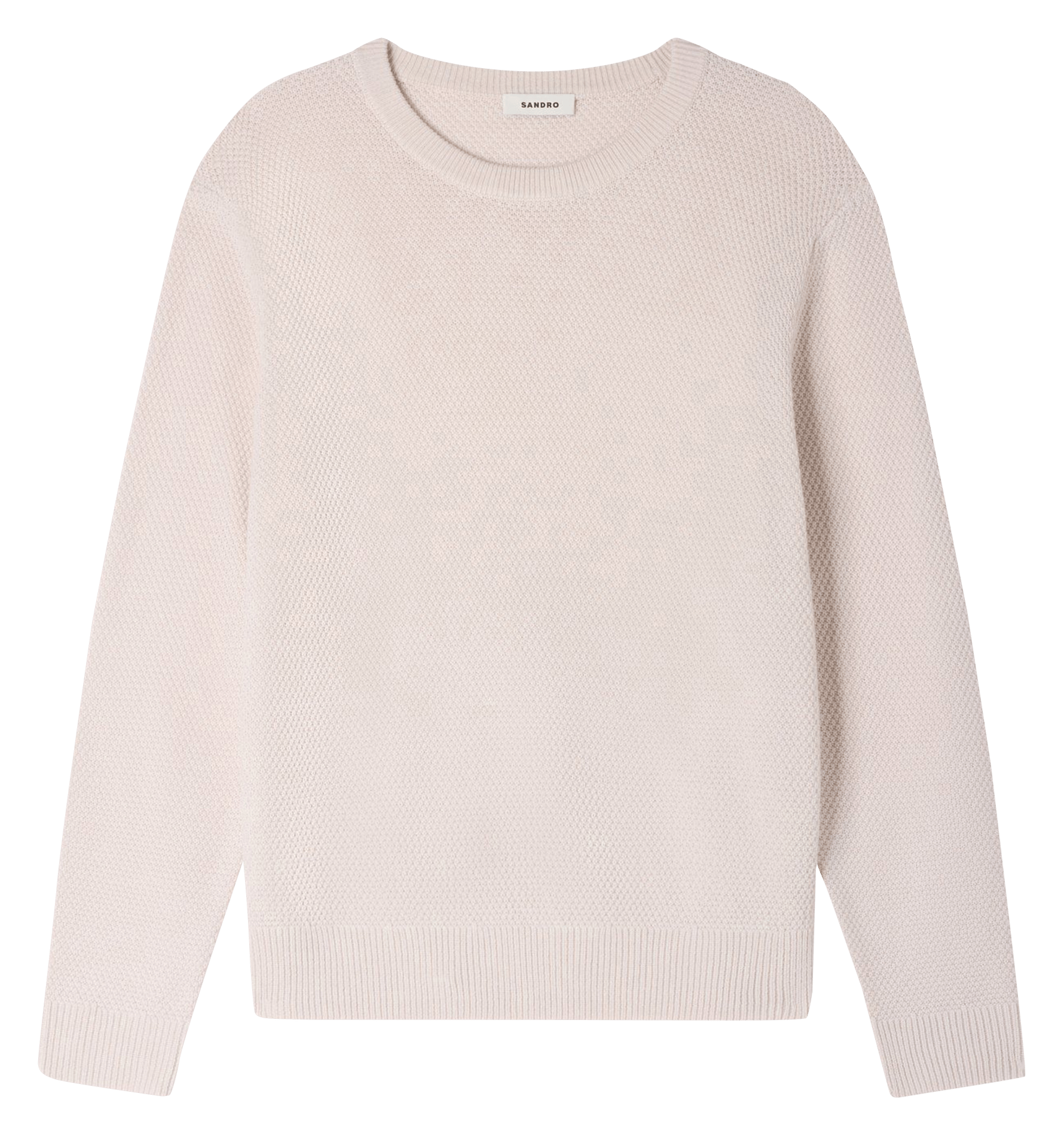 Pull droit col rond en laine SANDRO Beige