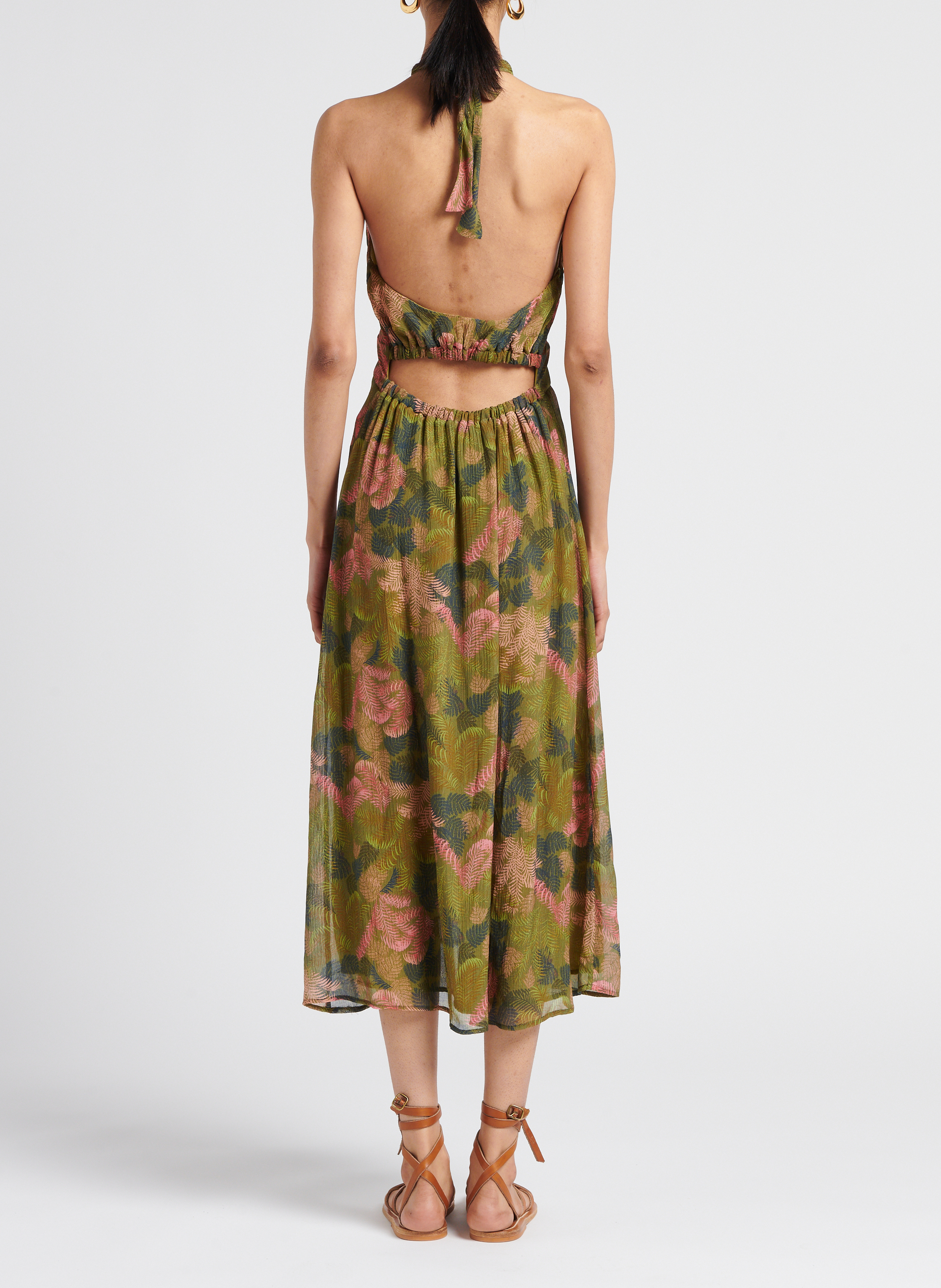 Robe midi dos nu à col montant MOMONI Multicolore