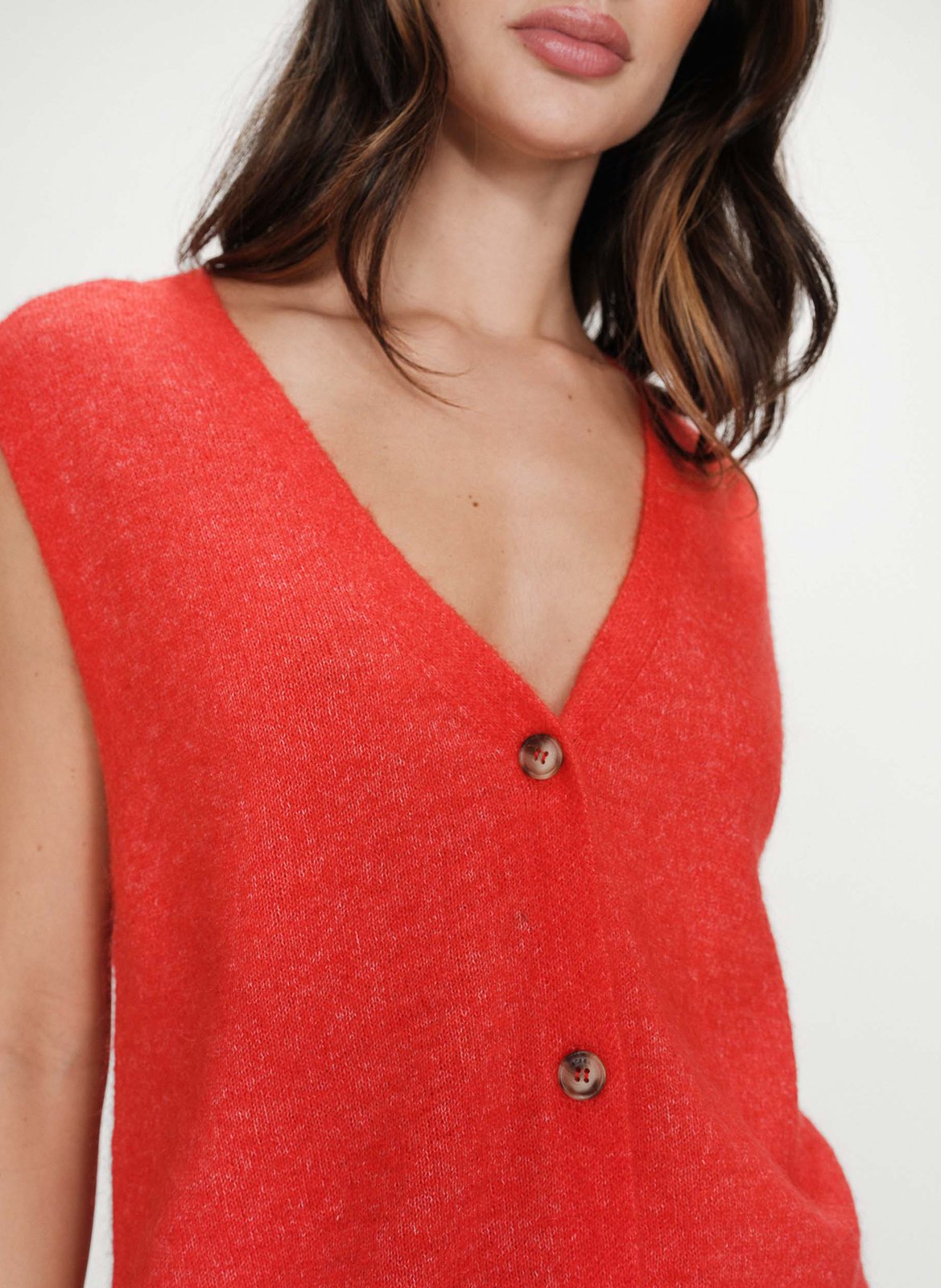 <Cardigan met V-hals zonder mouwen in effen kleur</Cardigan> GRACE ET MILA Rood