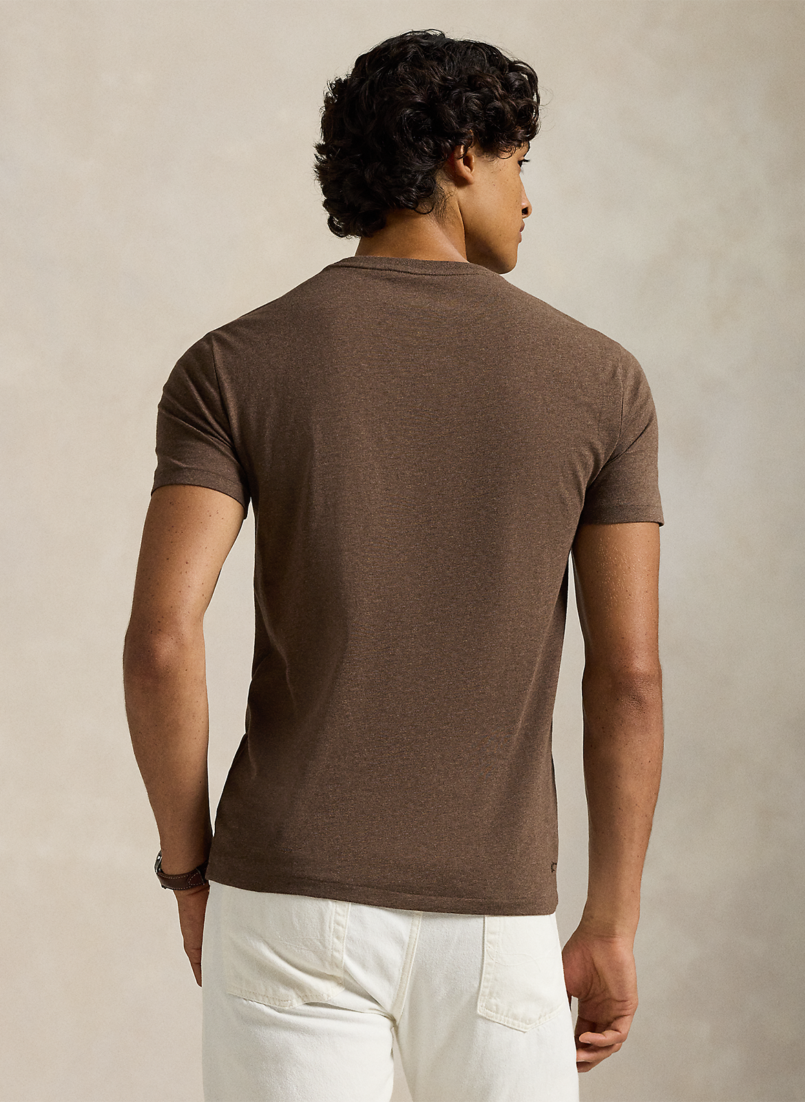 Tee-shirt col rond slim-fit en coton POLO RALPH LAUREN Marron