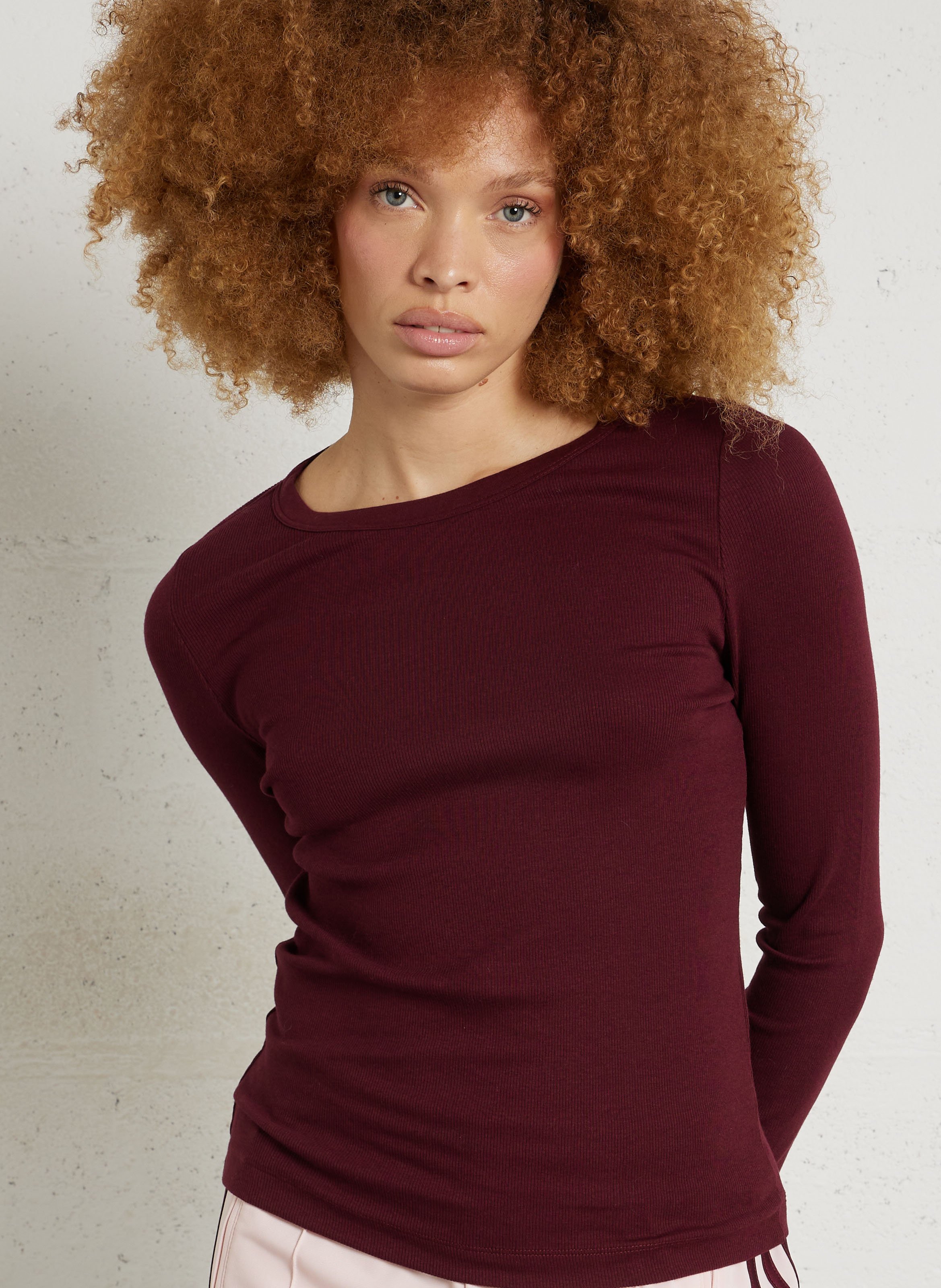 Top manches longues uni côtelé MAISON 123 Rouge