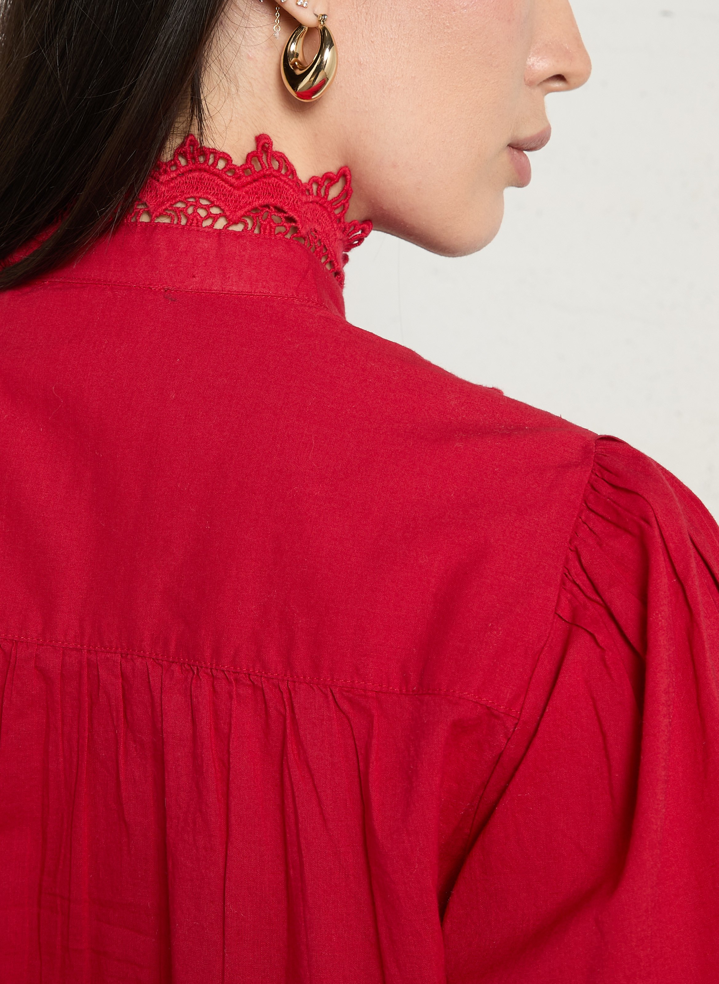 Camisa con botones de encaje MAISON 123 Rojo